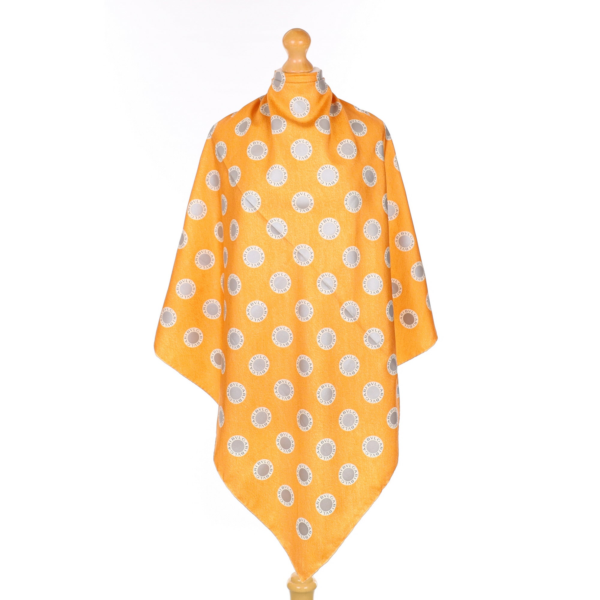 Brand New Bvlgari Orange Logo Silk Scarf