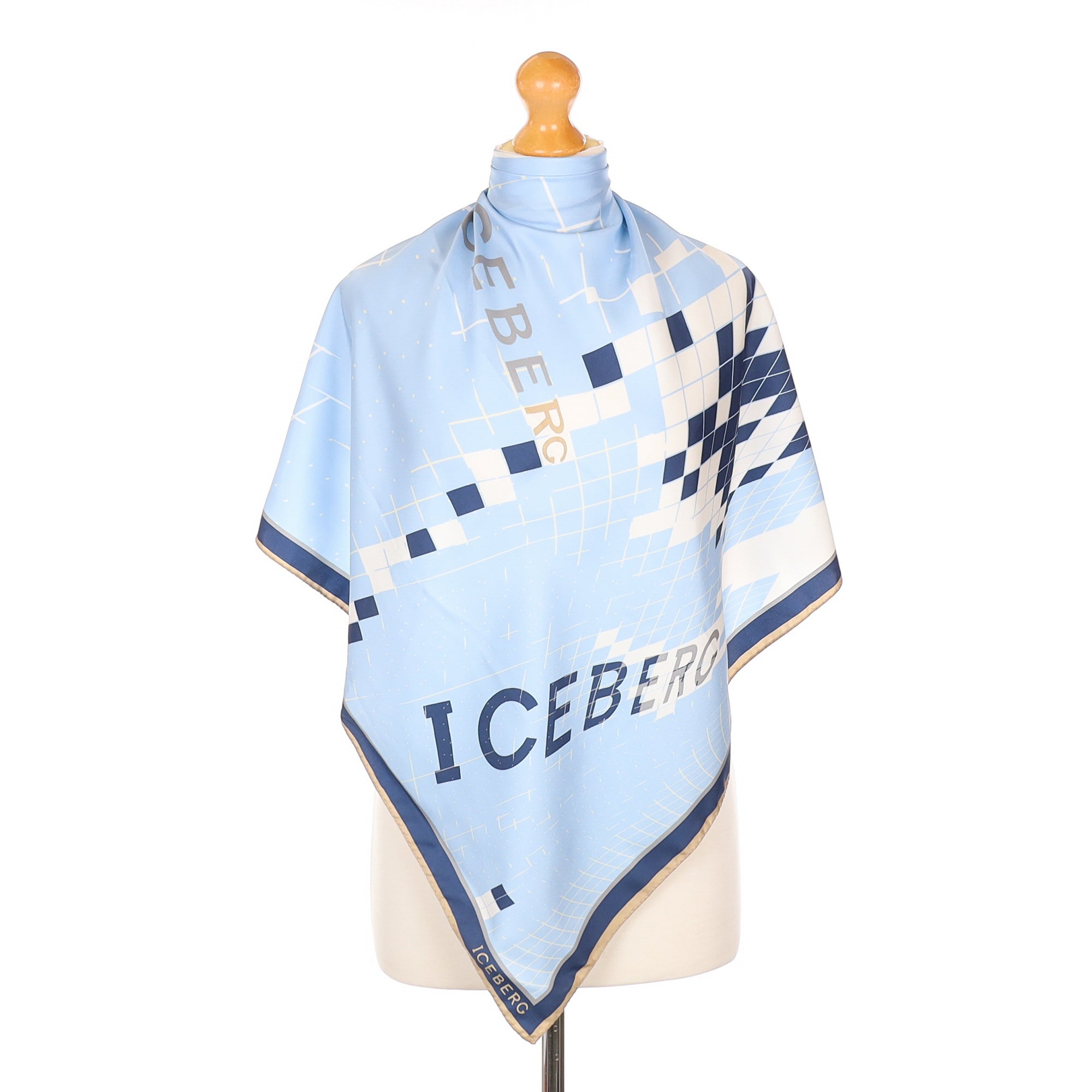 Iceberg Blue Patterned Silk Scarf
