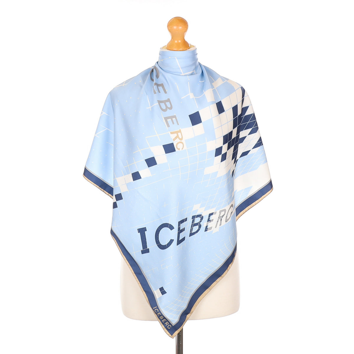 Iceberg Blue Patterned Silk Scarf