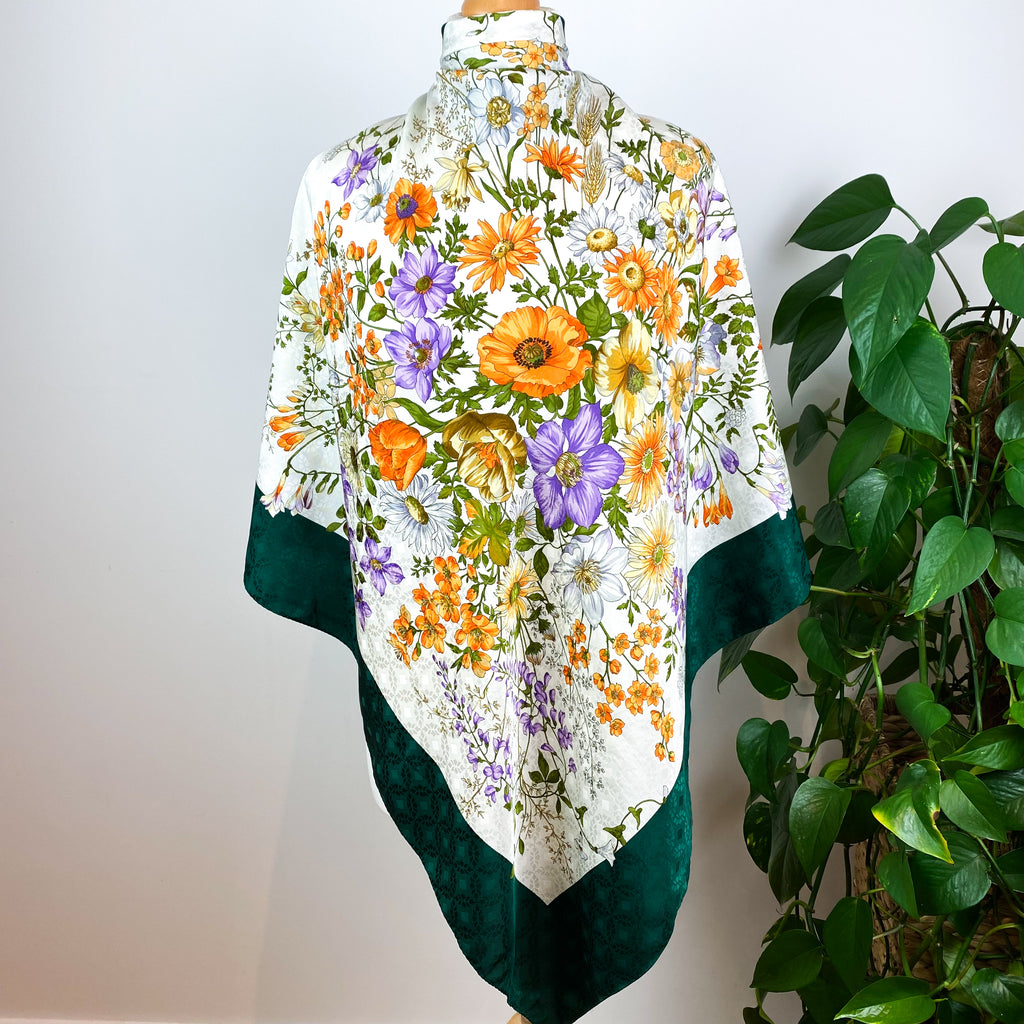 D’Este Floral Italian Vintage Silk Scarf