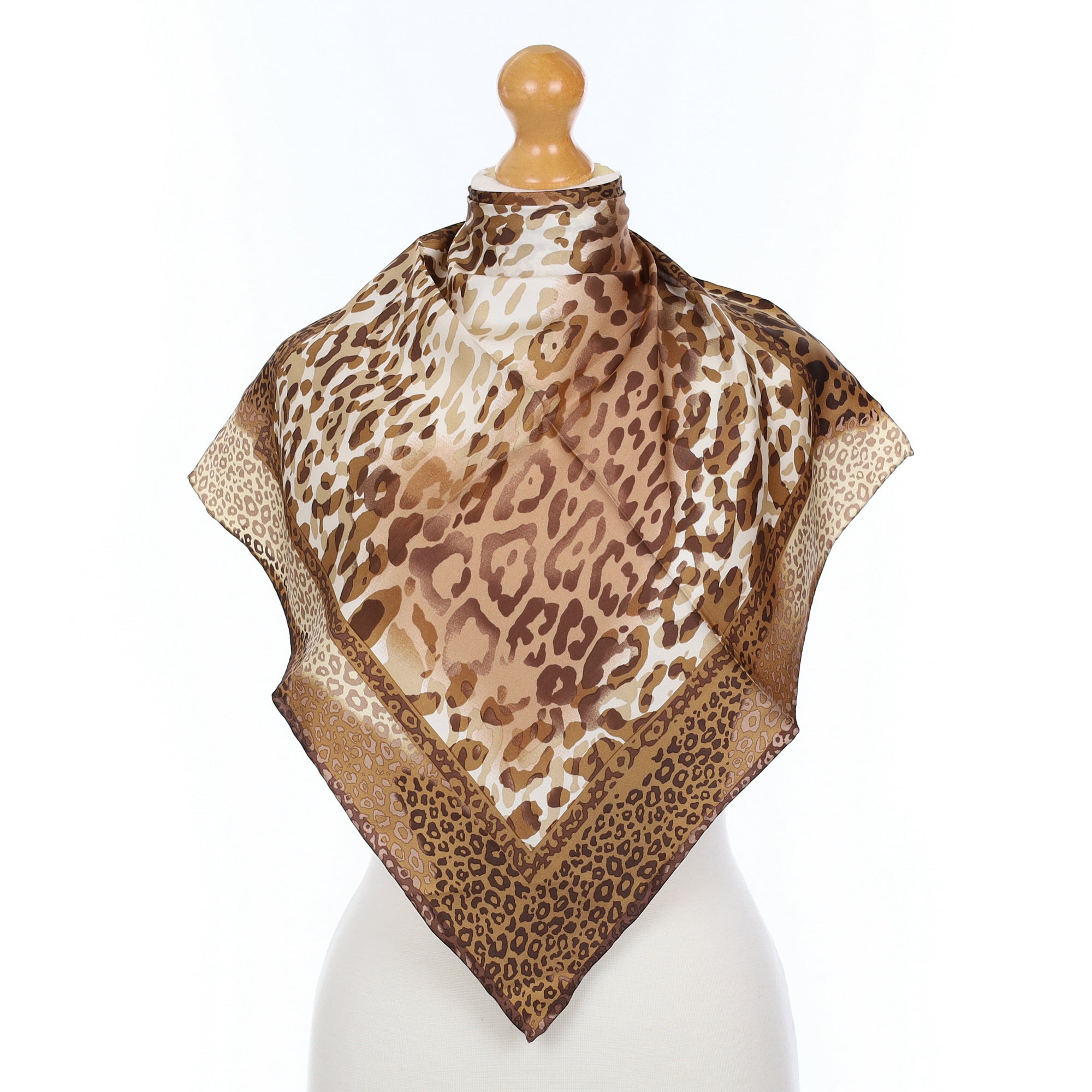 Brand New Fraas Brown Animal Print Silk Scarf