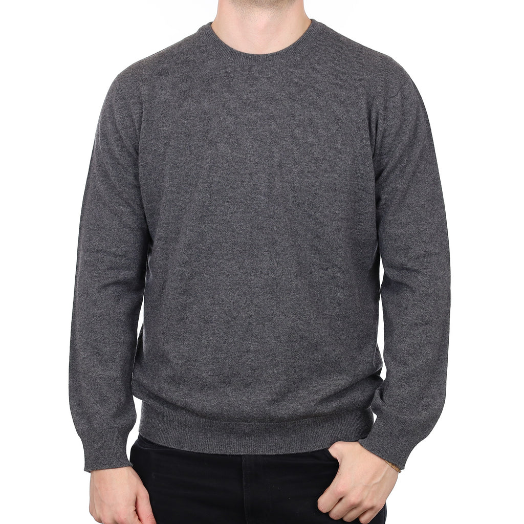Men’s Brand New Scottish Slate Grey Cashmere Crew Neck Jumper XXL