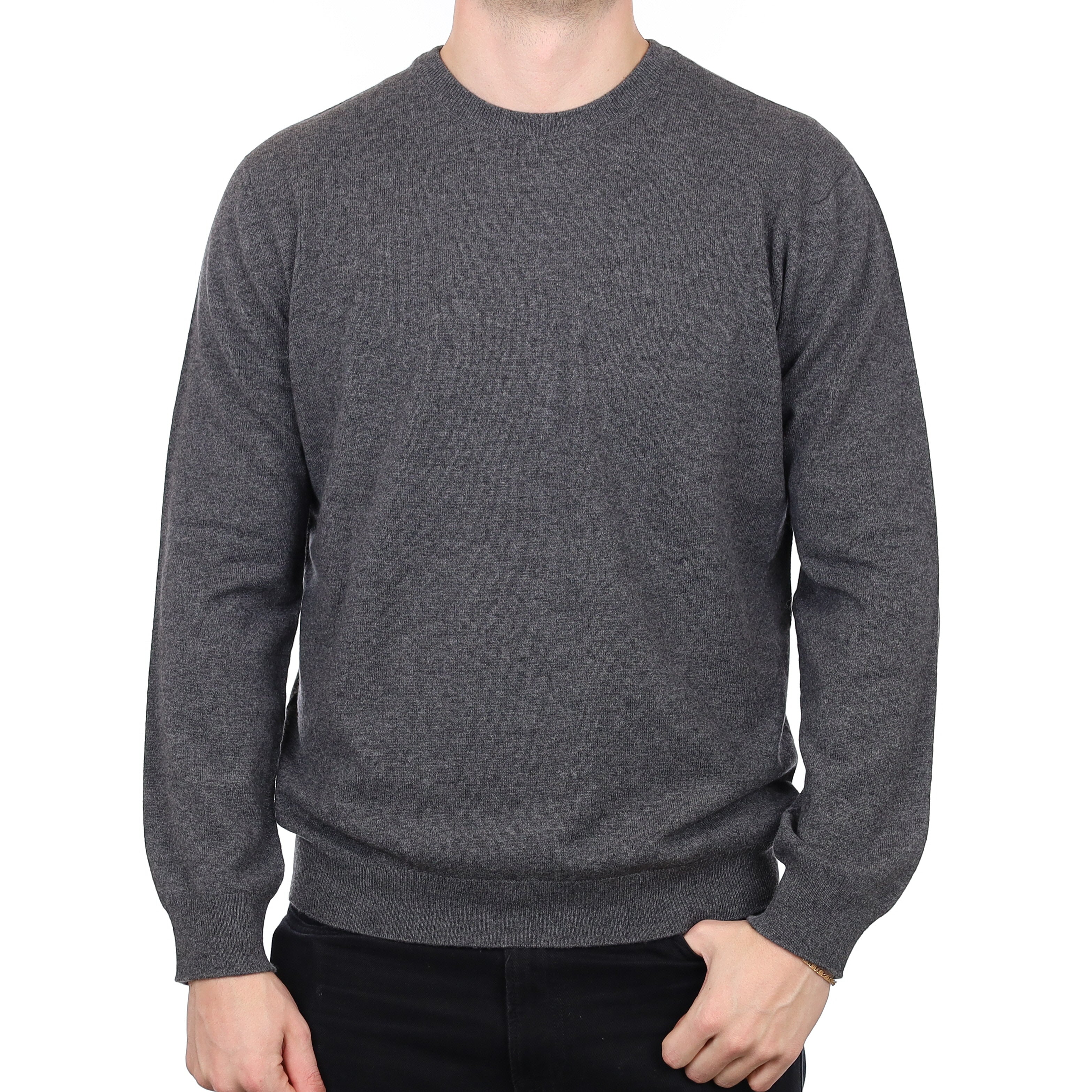 Men’s Brand New Scottish Slate Grey Cashmere Crew Neck Jumper XXL
