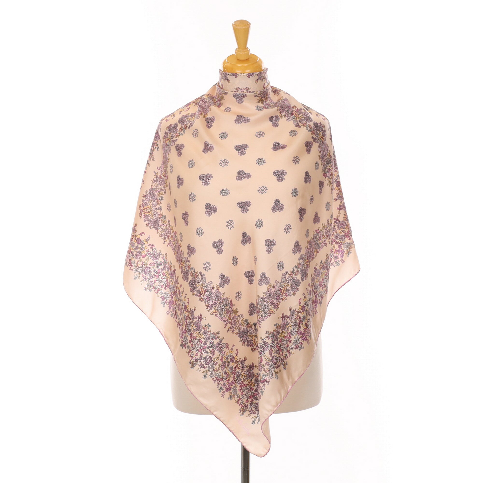 Noelle Sartre Pink Floral Vintage Silk Scarf