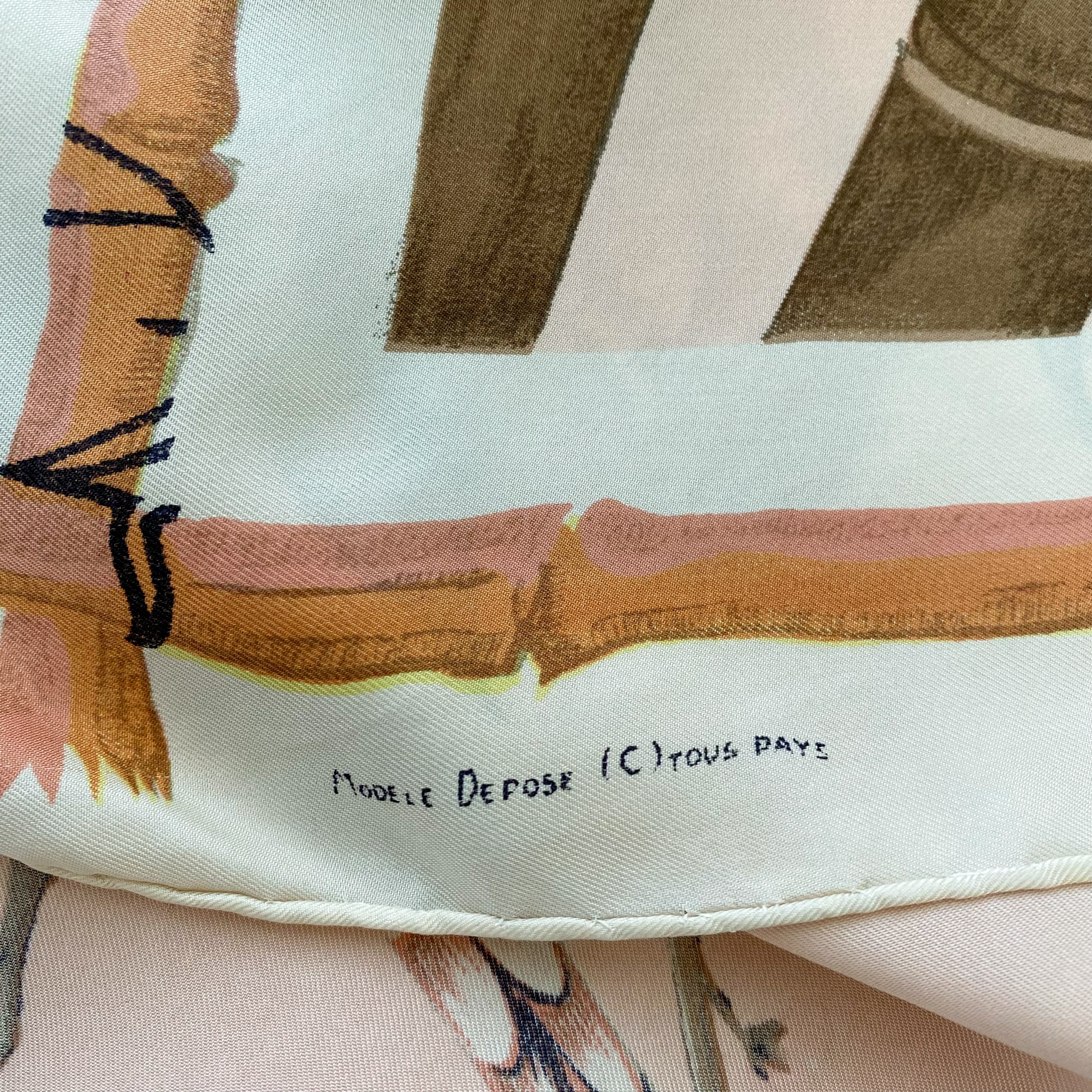 1960s French Birds Vintage Silk Scarf
