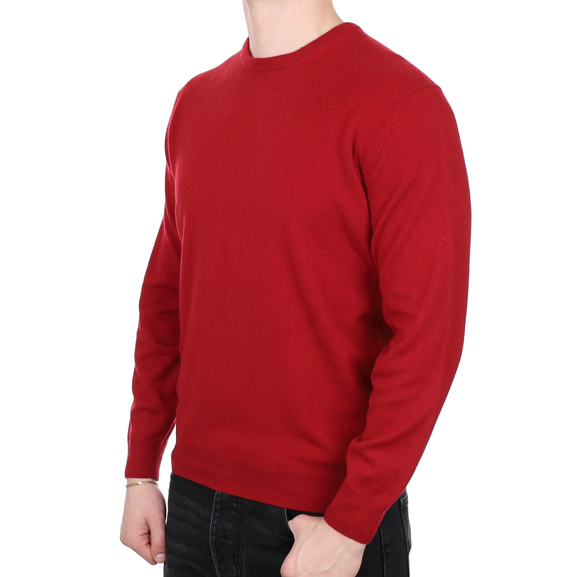 Men's Crimson Red Cashmere Crew Neck Jumper XL