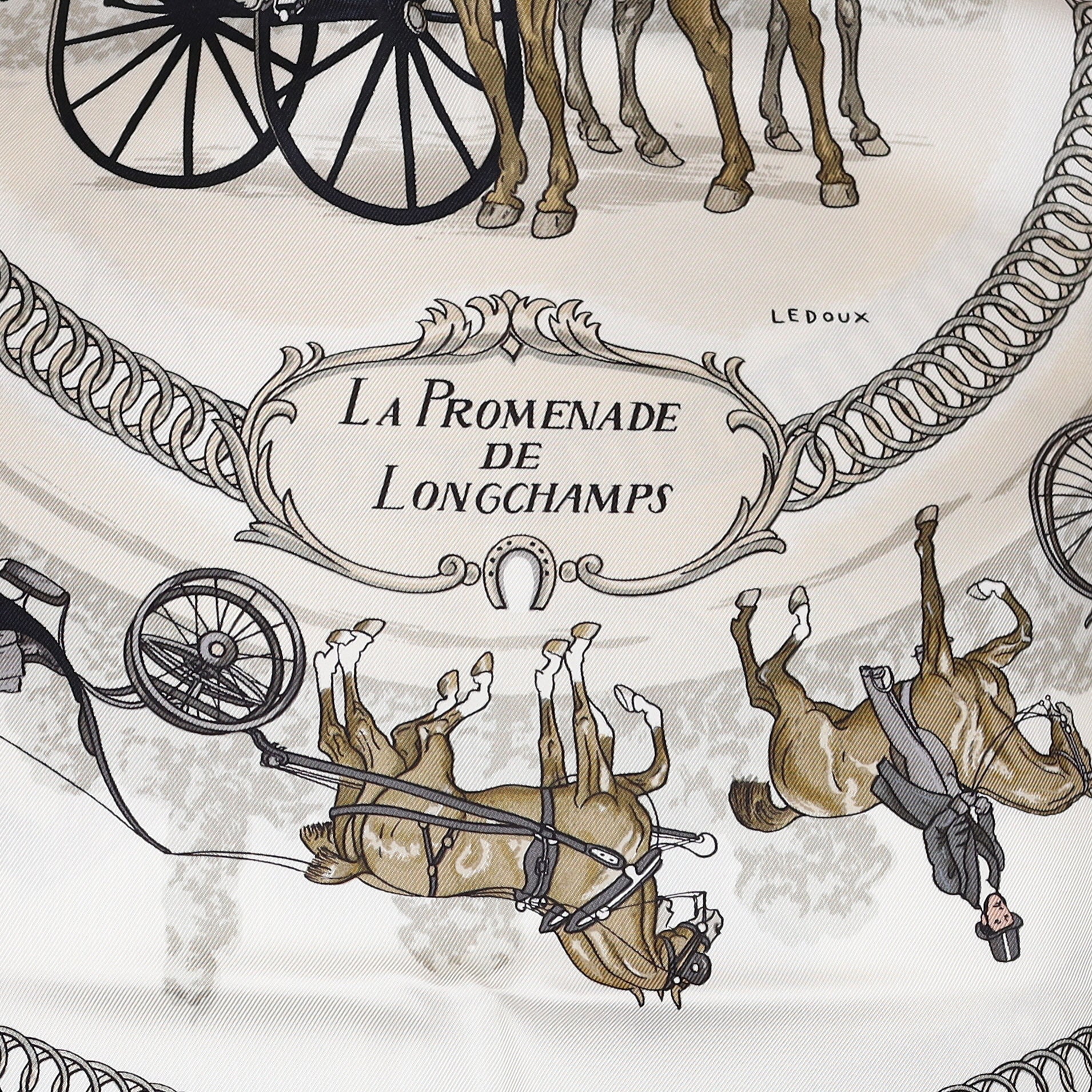 Brand New Boxed Hermès La Promenade de Longchamps Silk Scarf