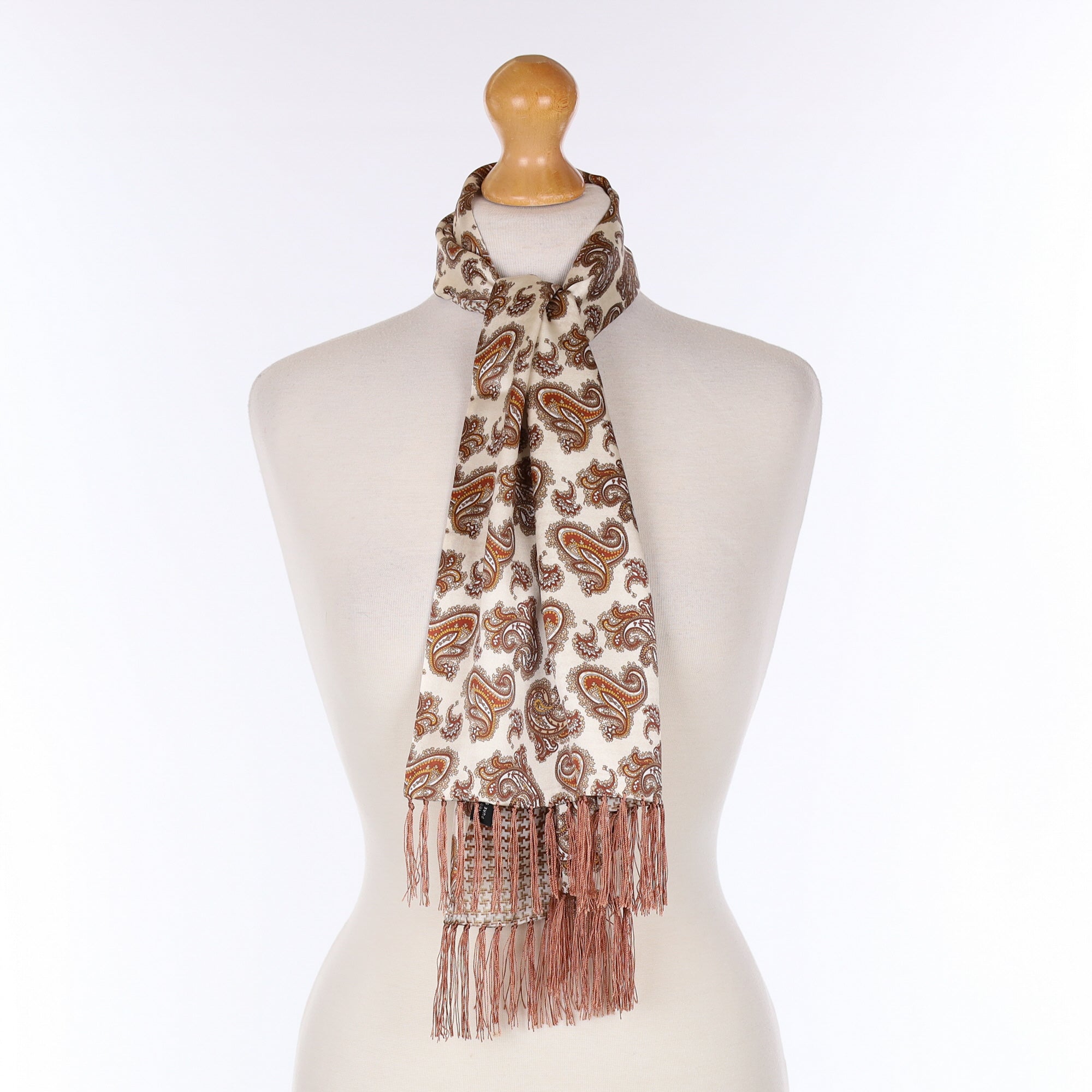 Tootal Brown Paisley Double Faced Silk Scarf