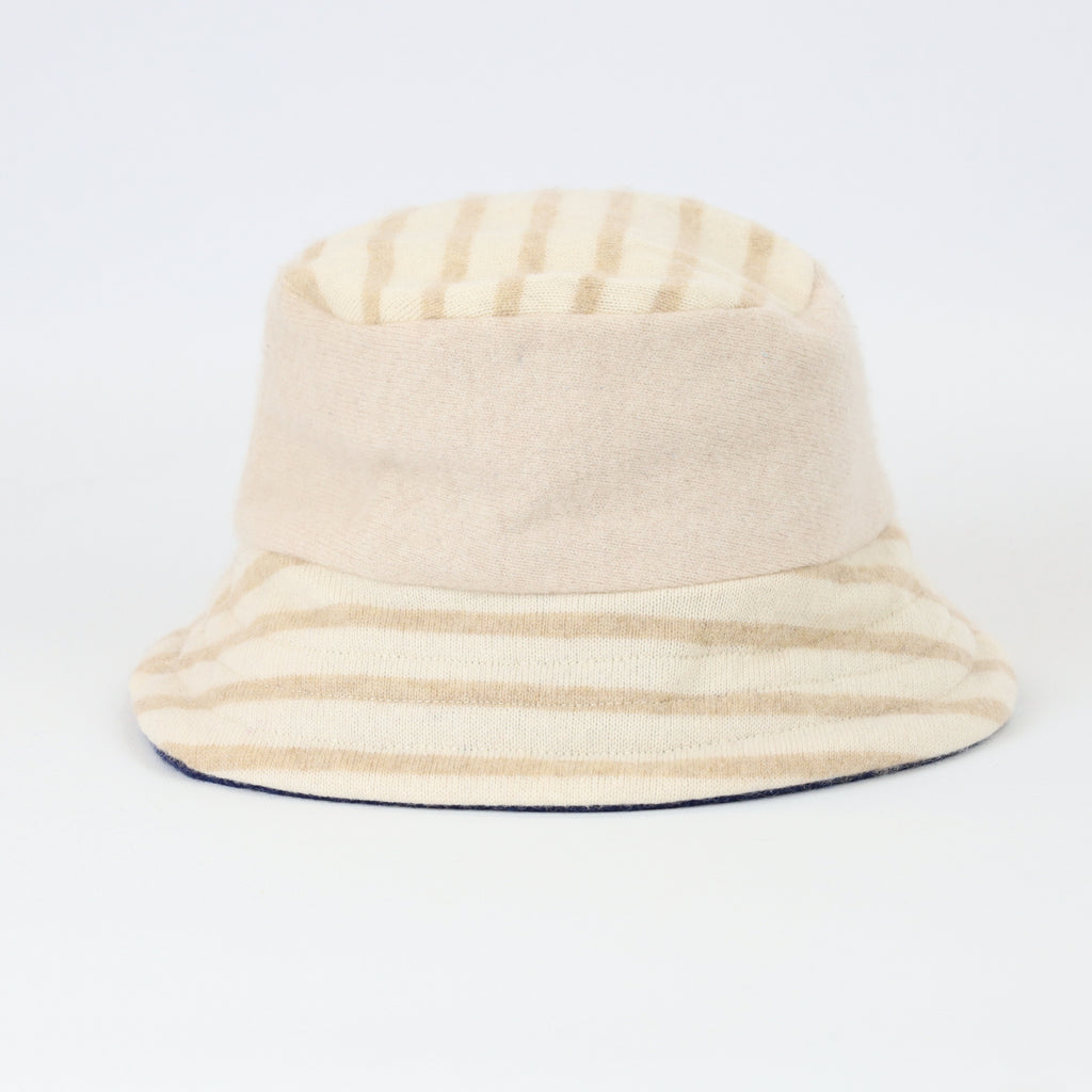 Navy Blue Reversible Cashmere Bucket Hat Large