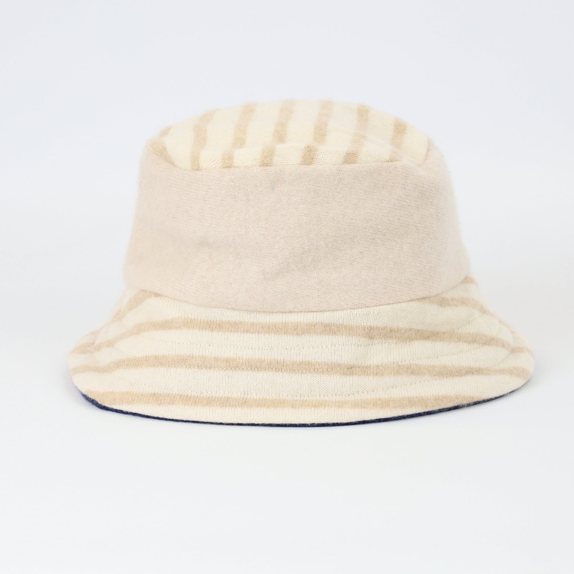 Navy Blue Reversible Cashmere Bucket Hat Large