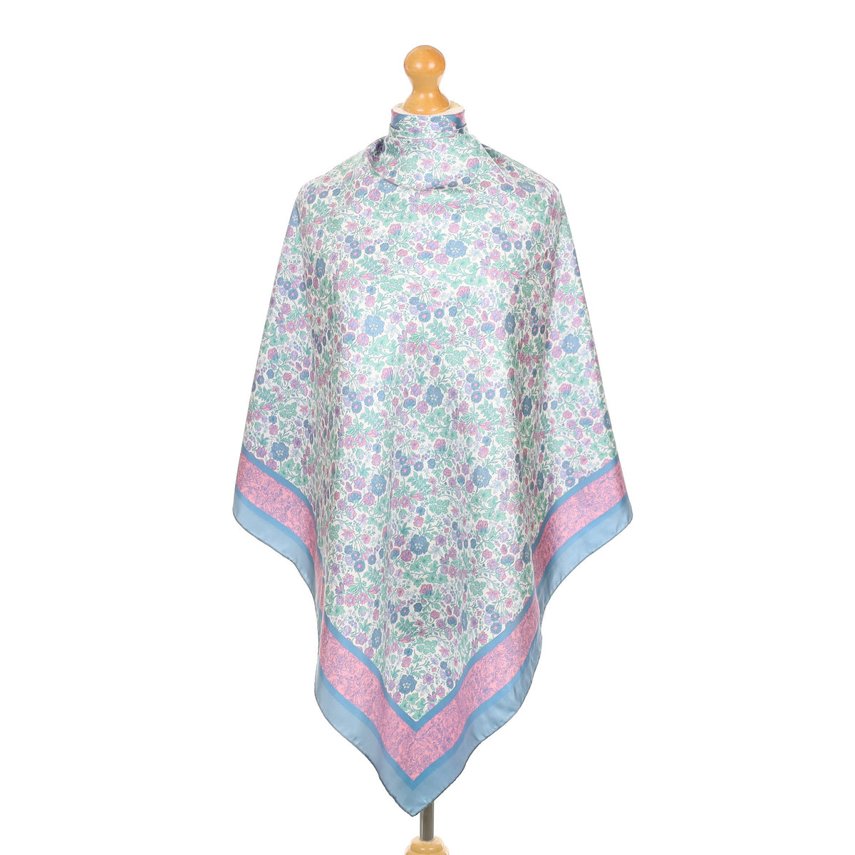 Brand New Boxed Ladycrow Blue Floral Silk Scarf