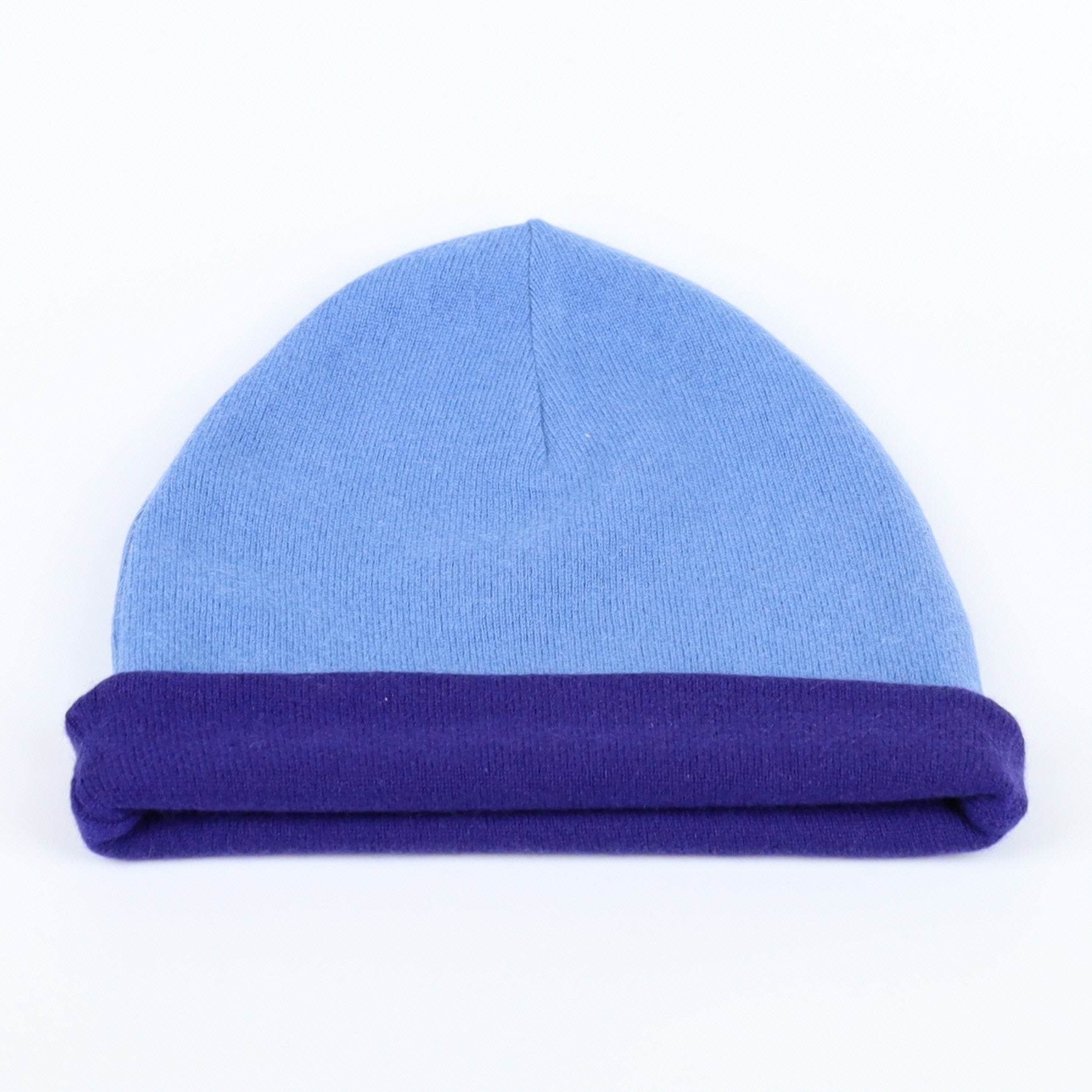 Indigo and Tanzanite Blue Reversible Cashmere Beanie Hat