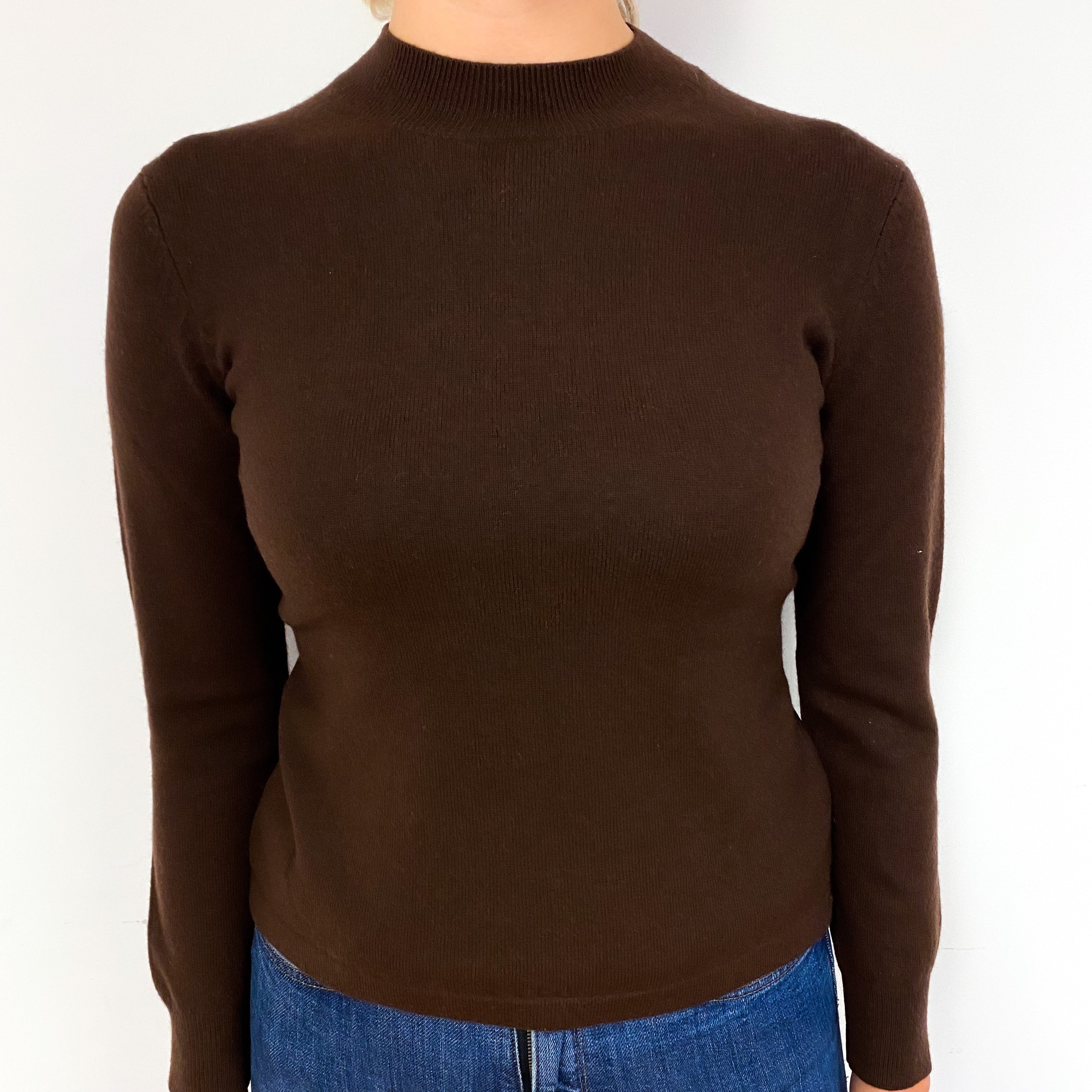 Chocolate Brown Cashmere Turtle Neck Jumper Small