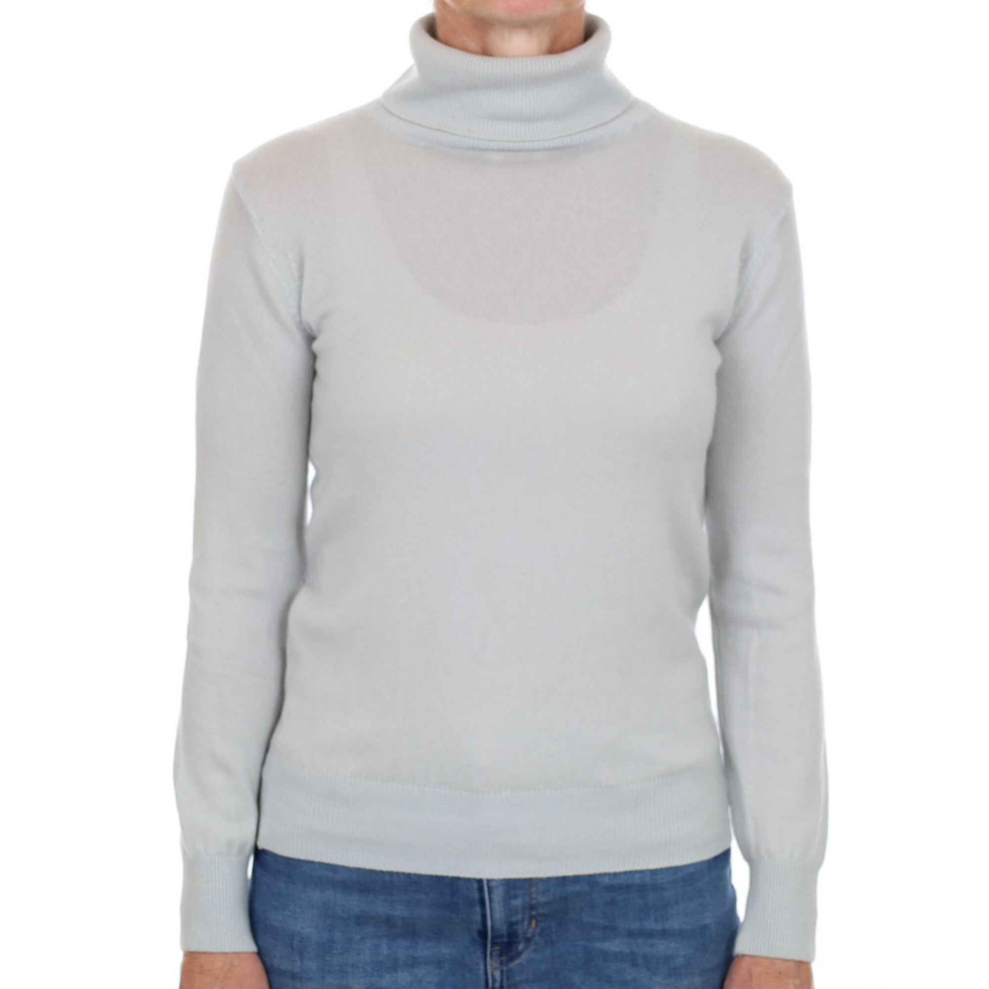 Opal Blue Cashmere Polo Neck Jumper Small