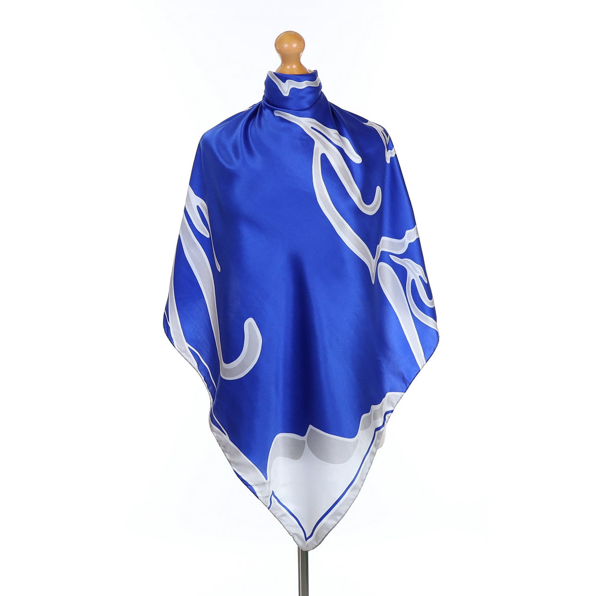 Royal Blue Patterned Silk Scarf
