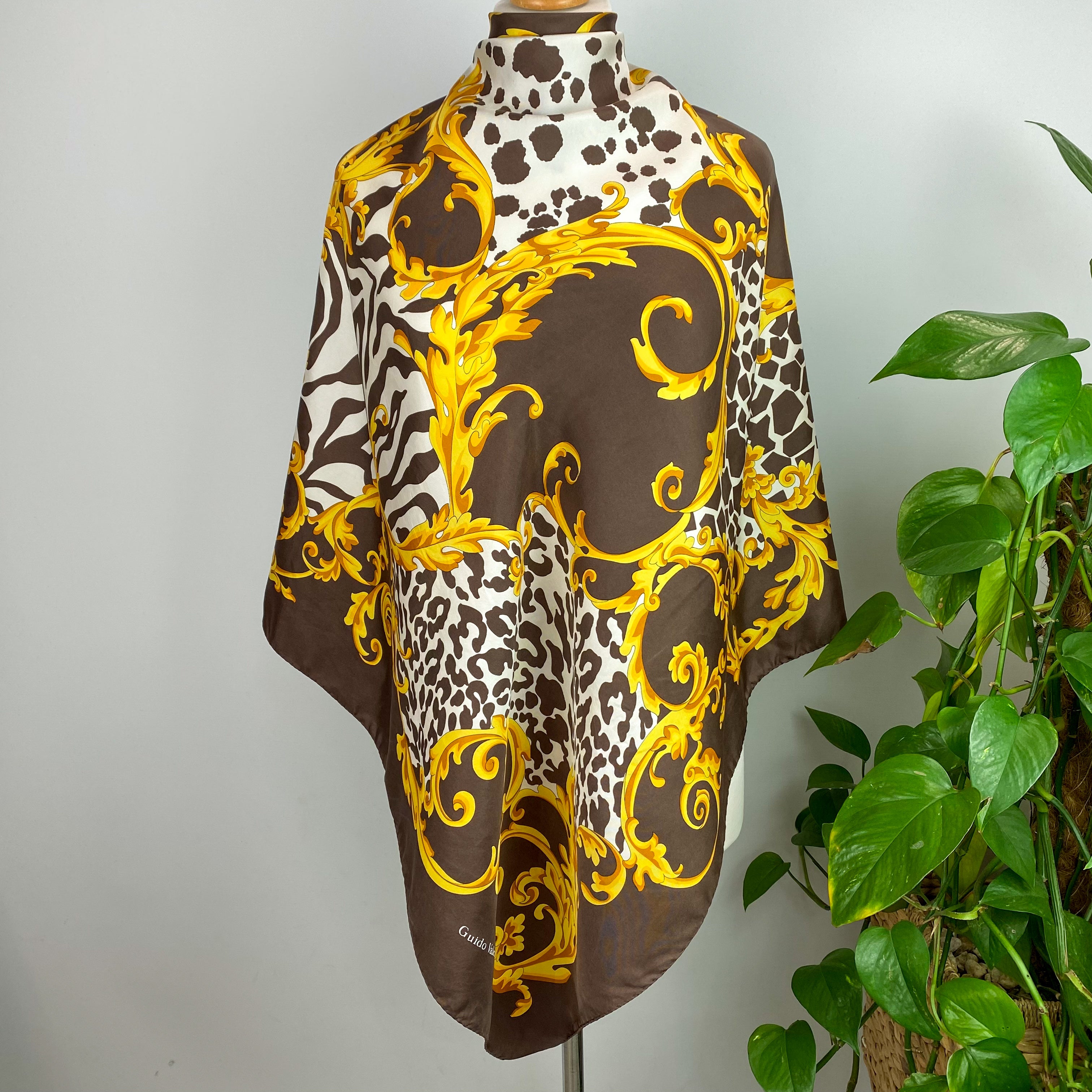 Guido Valenti Animal Print Italian Silk Scarf