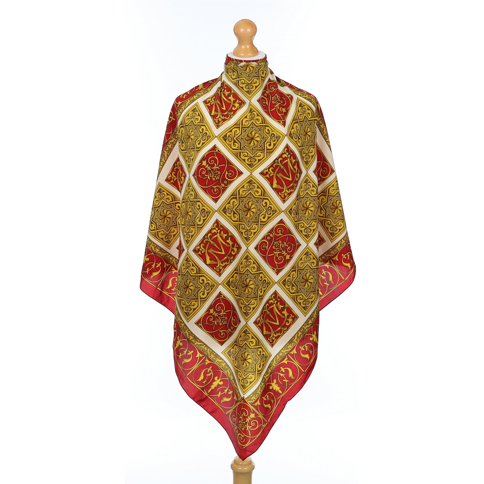 Cornelia James Red Baroque Style Silk Scarf