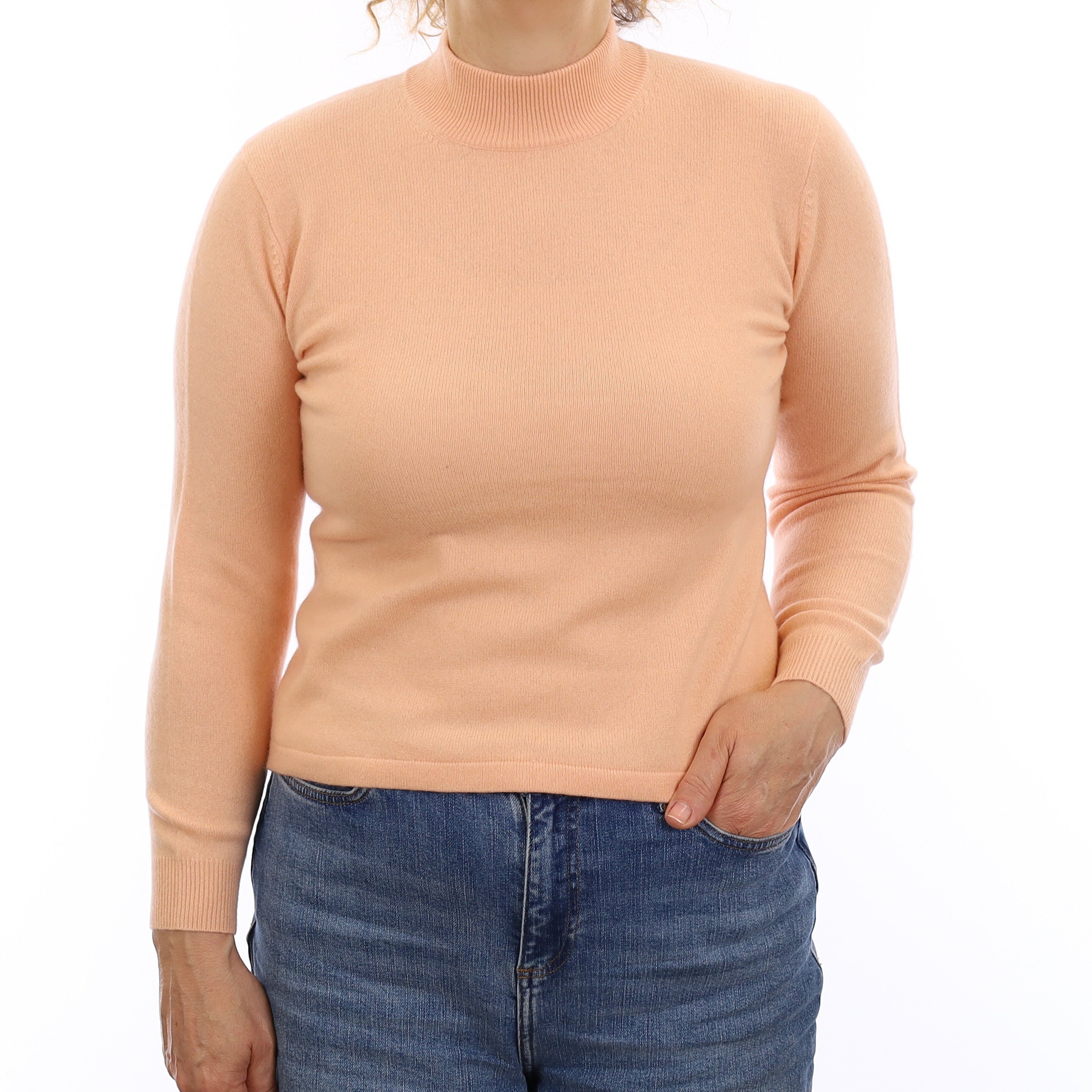 Peach Pink Cashmere Turtle Neck Jumper Medium