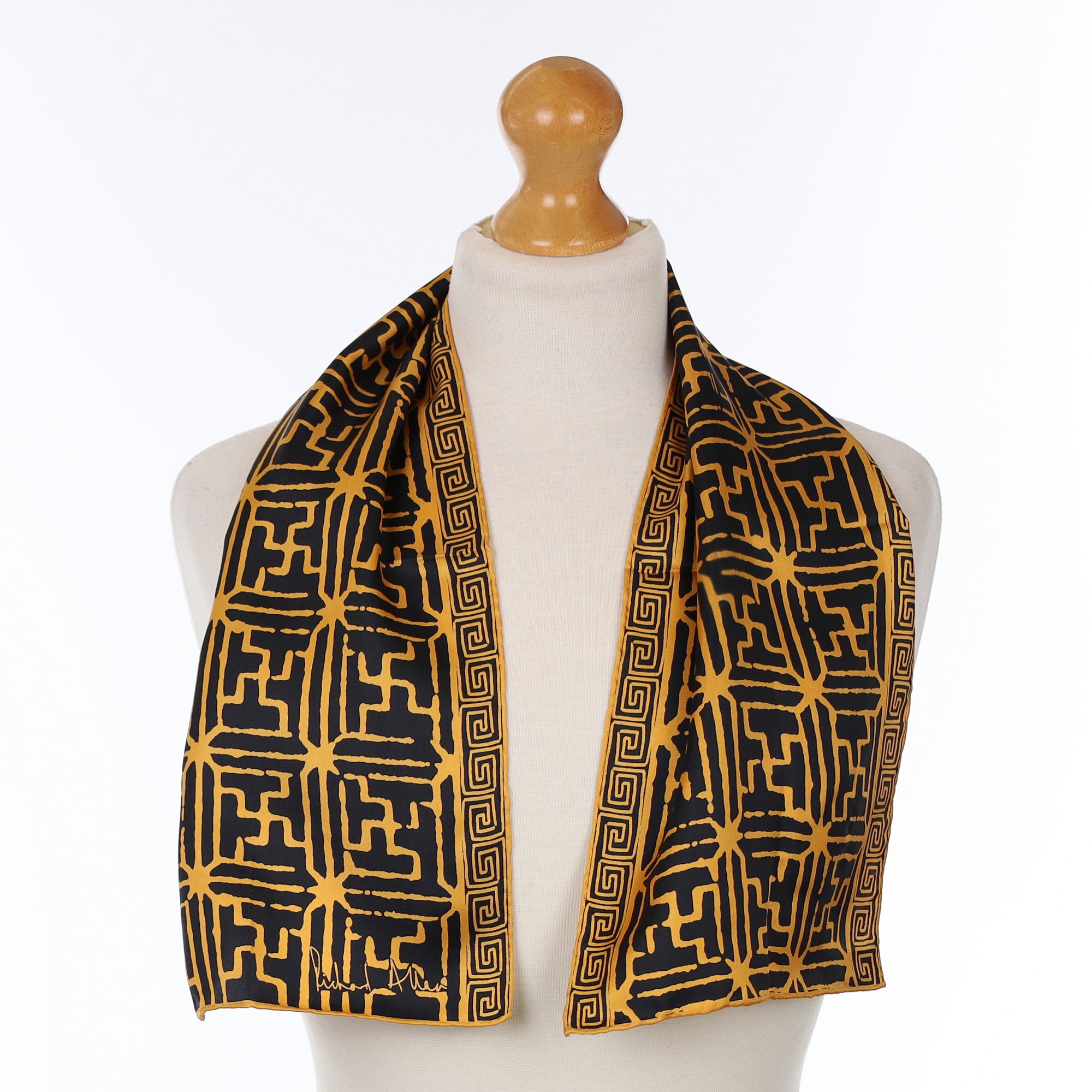 Richard Allan Geometric Vintage Silk Scarf