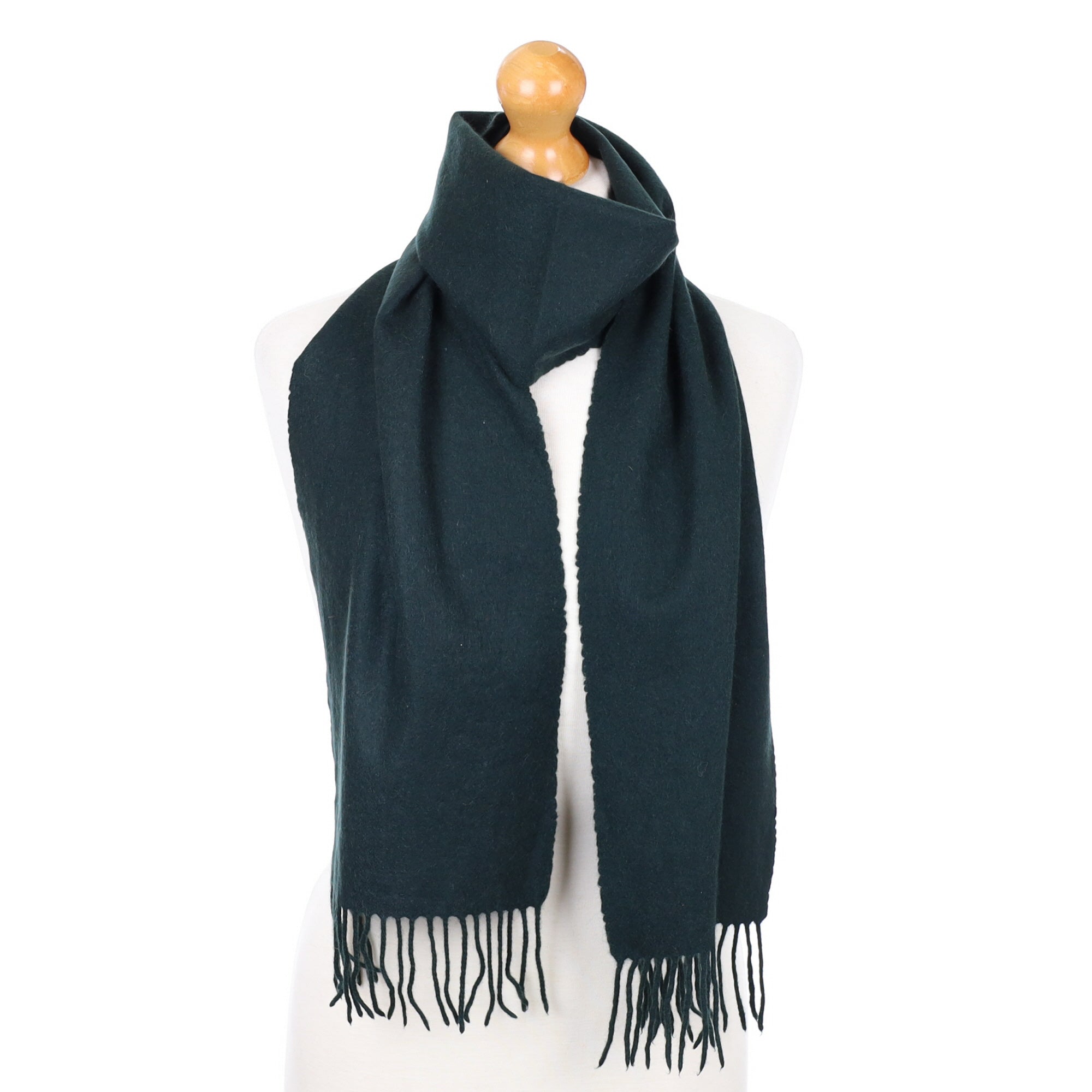 Racing Green Fringed Cashmere Woven Scarf