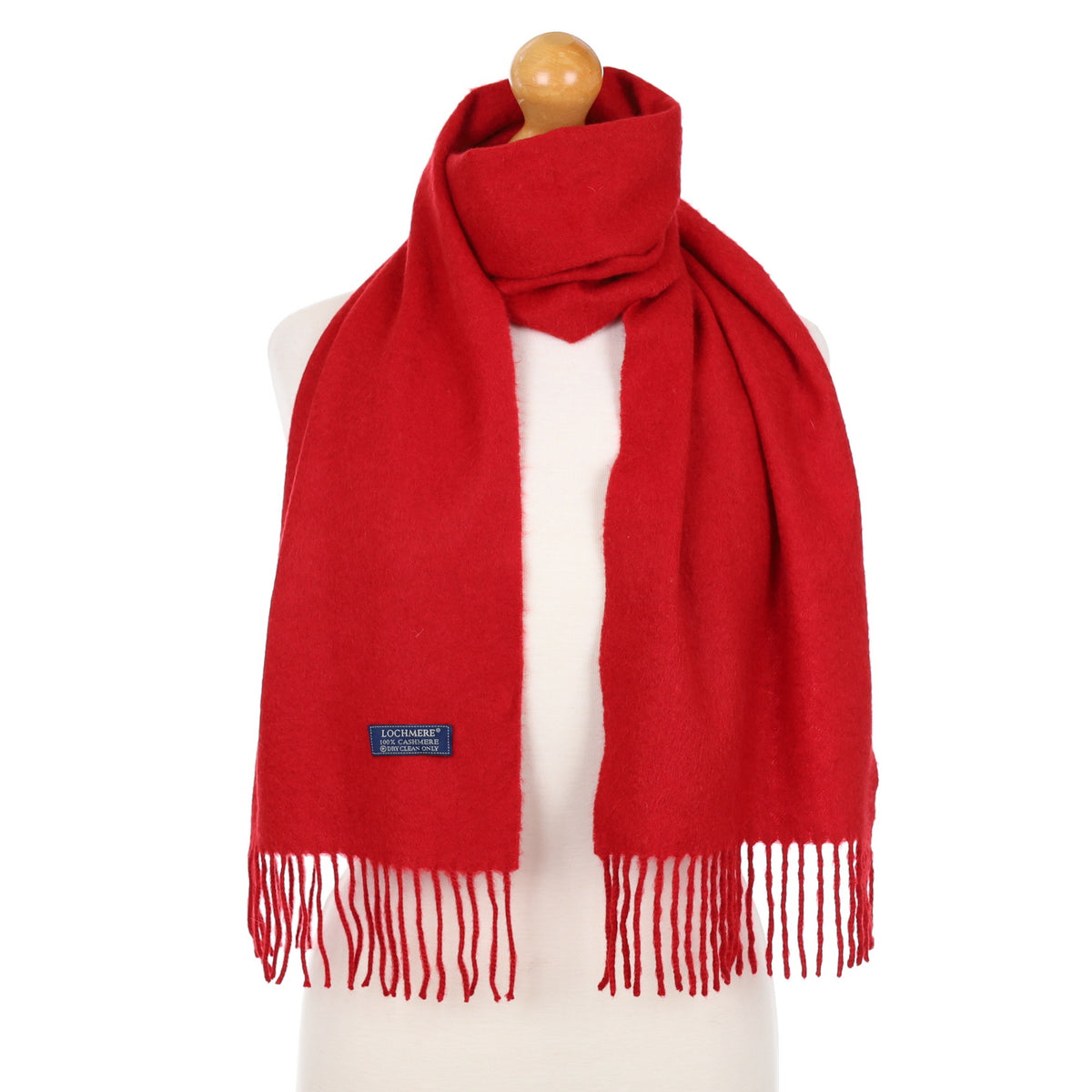 Post Box Red Cashmere Fringed Woven Scarf