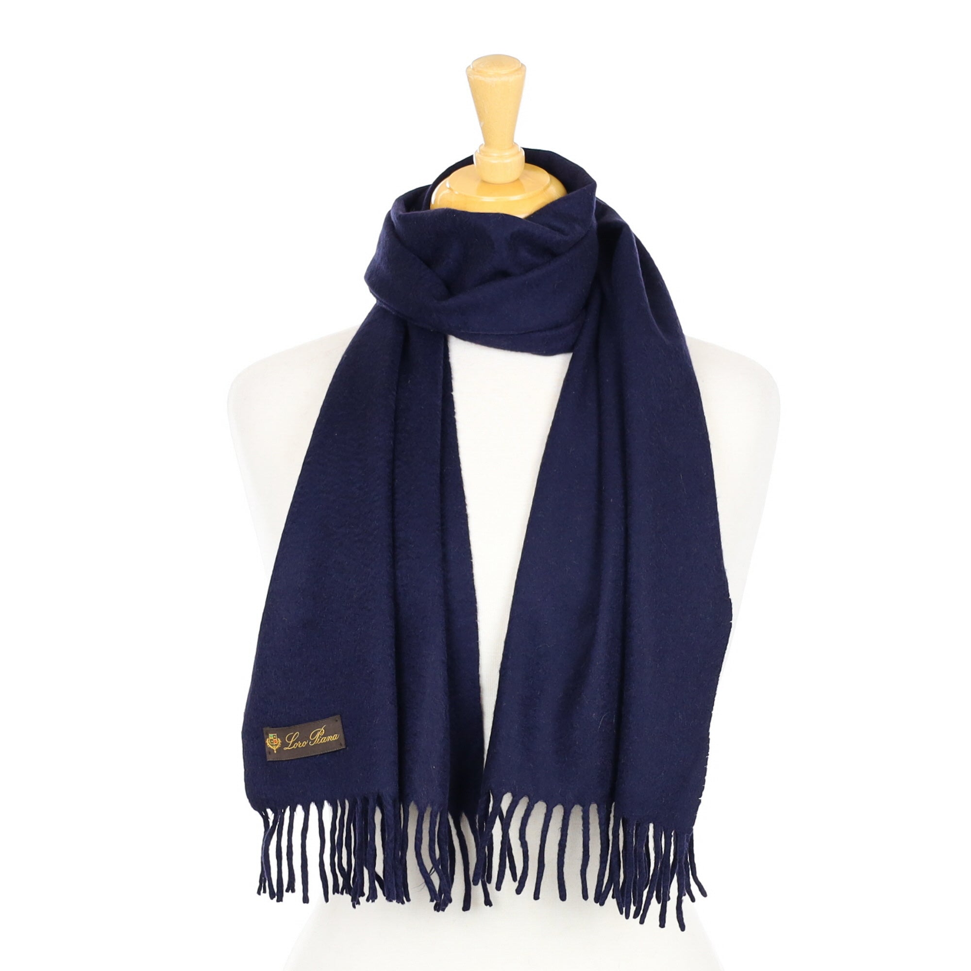 Navy Loro Piana Cashmere Woven Scarf