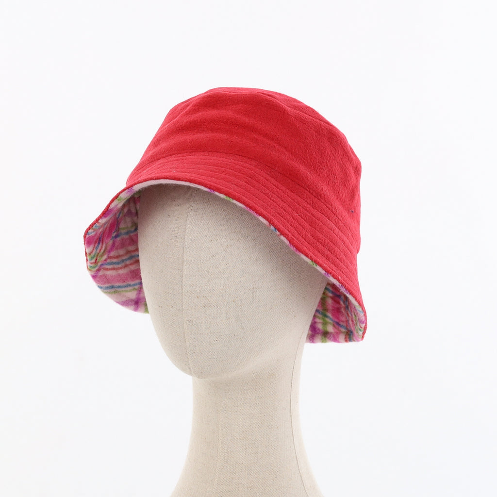 Unisex Magenta Check Reversible Cashmere Bucket Hat Men’s - M Women’s - L