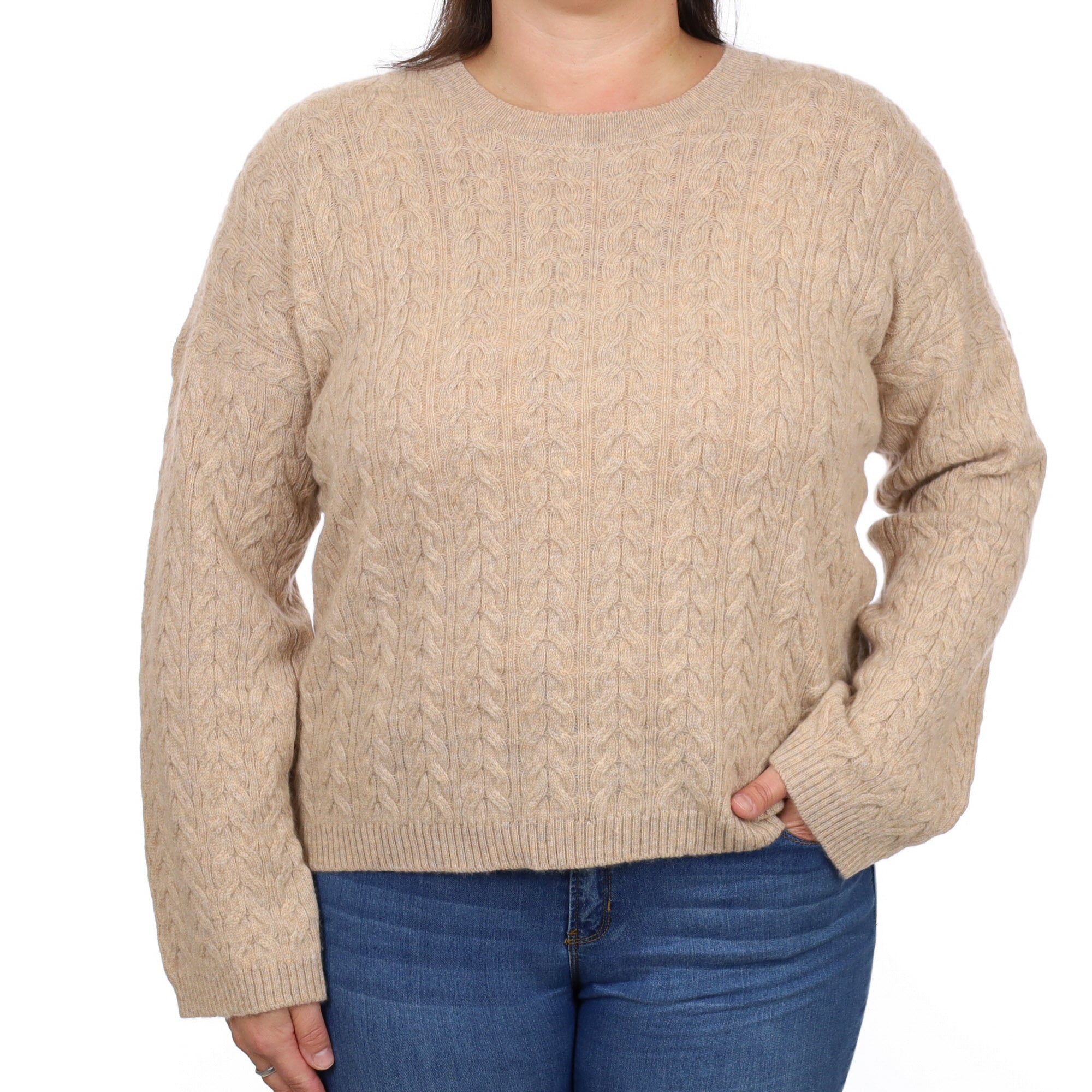 Brand New Scottish Fudge Cable Cashmere Crew Neck Jumper Extra Large