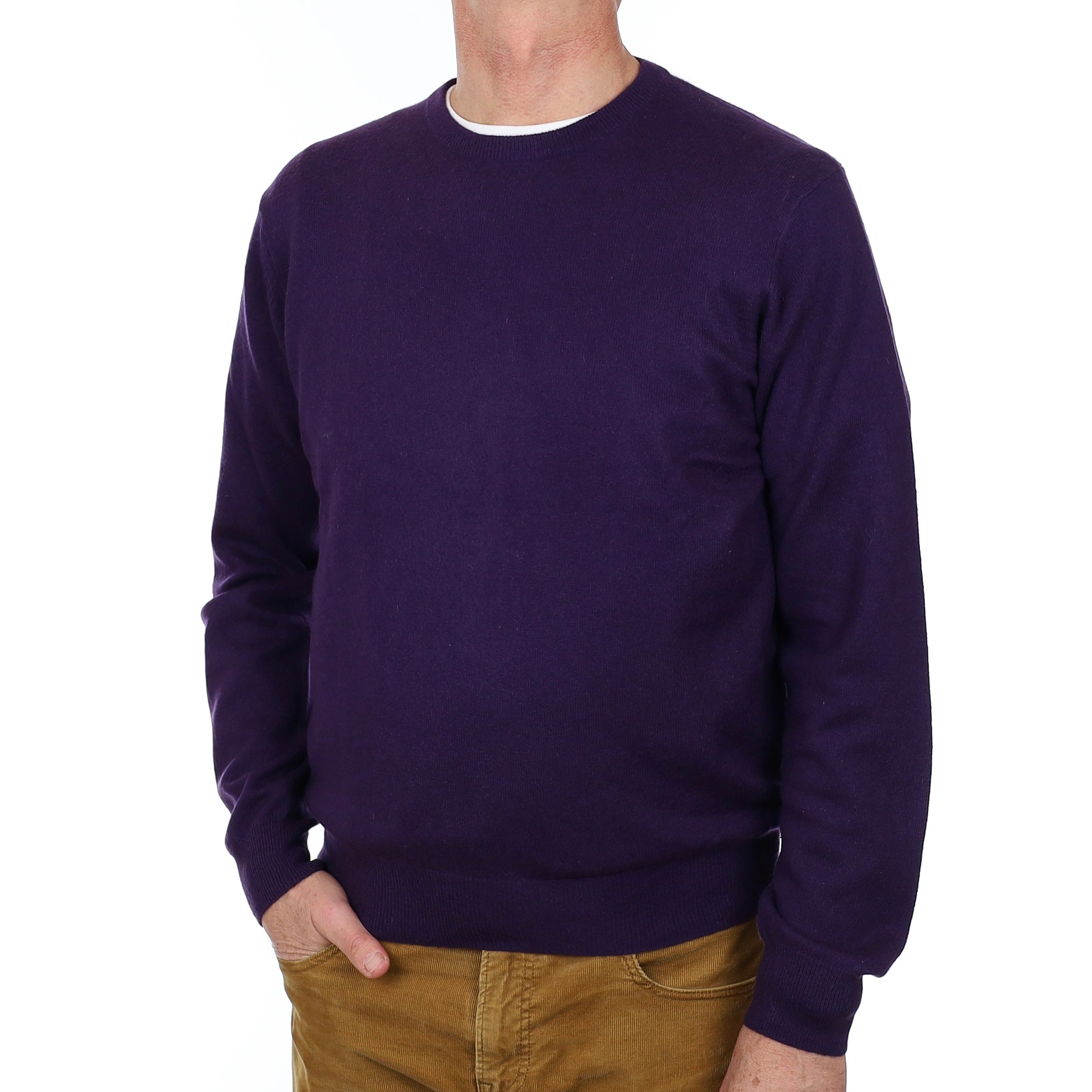 Men’s Shadow Purple Cashmere Crew Neck Jumper Extra Large