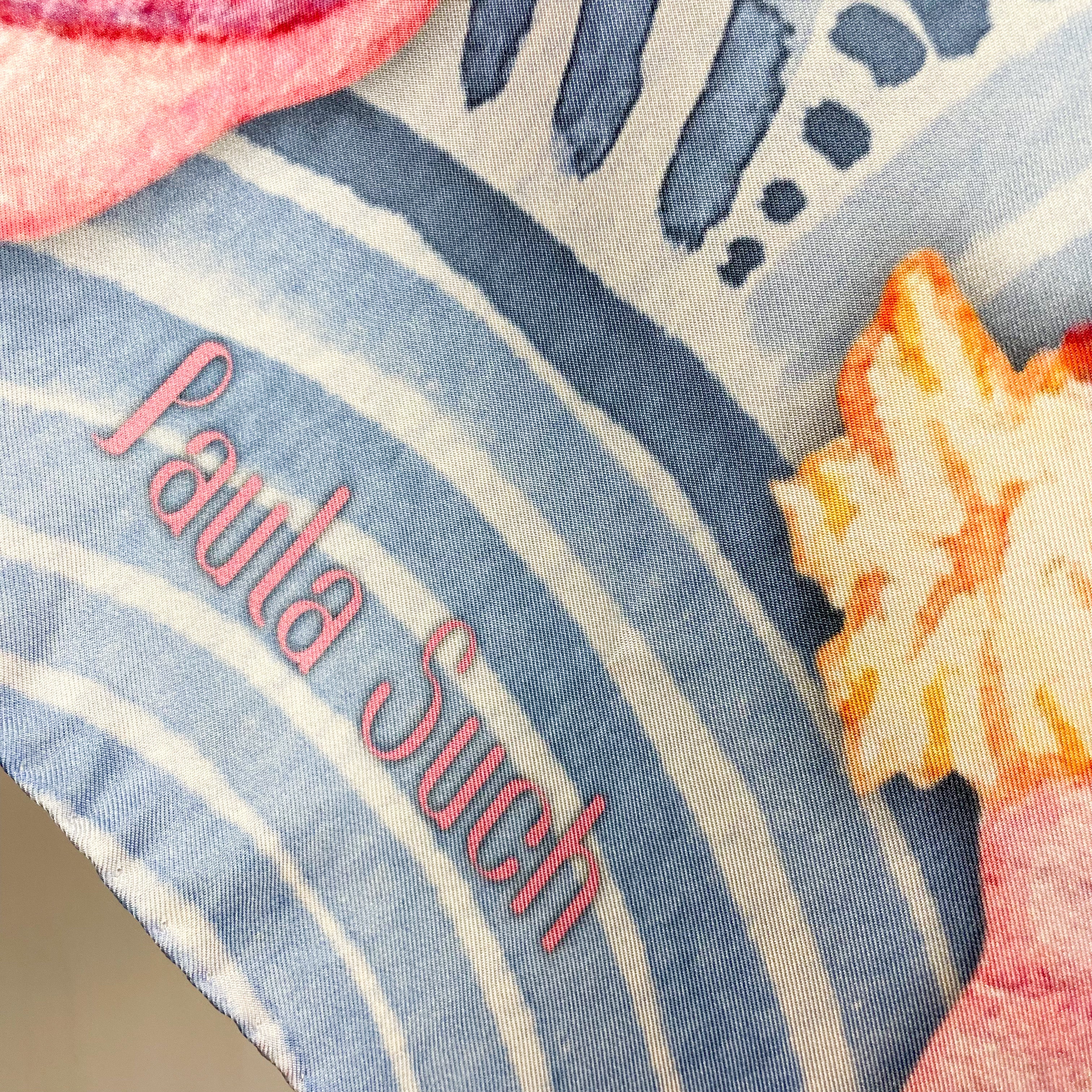 Paula Such Italian Floral Designer Silk Scarf