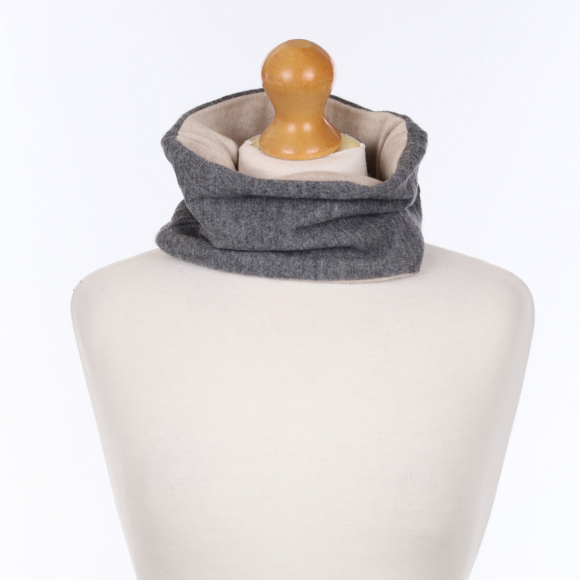 Ash Grey Rib and Oatmeal Neck Warmer