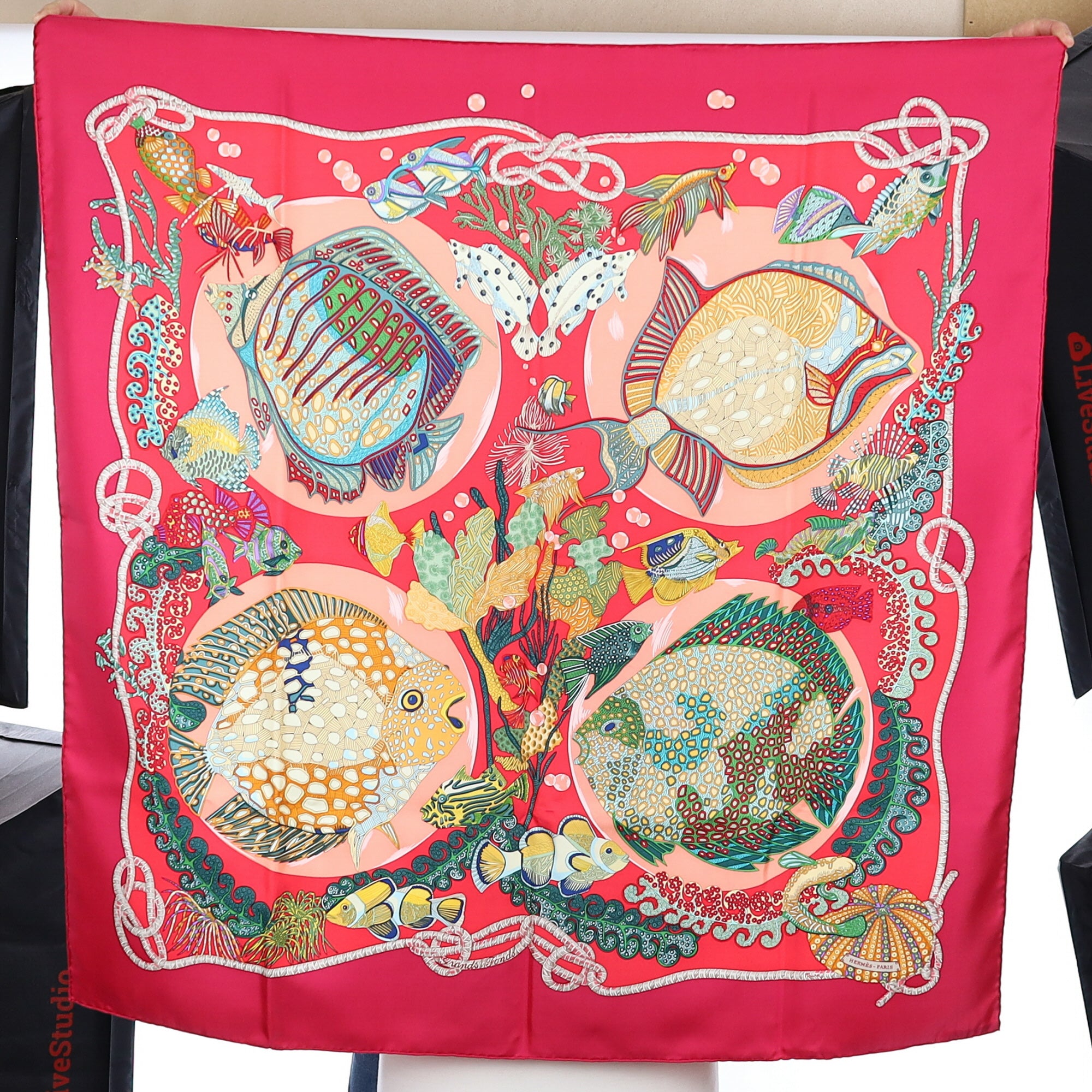 Brand New Boxed Hermès Grands Fonds Silk Scarf