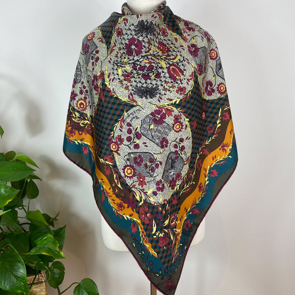 Large Mantero Italian Silk Scarf