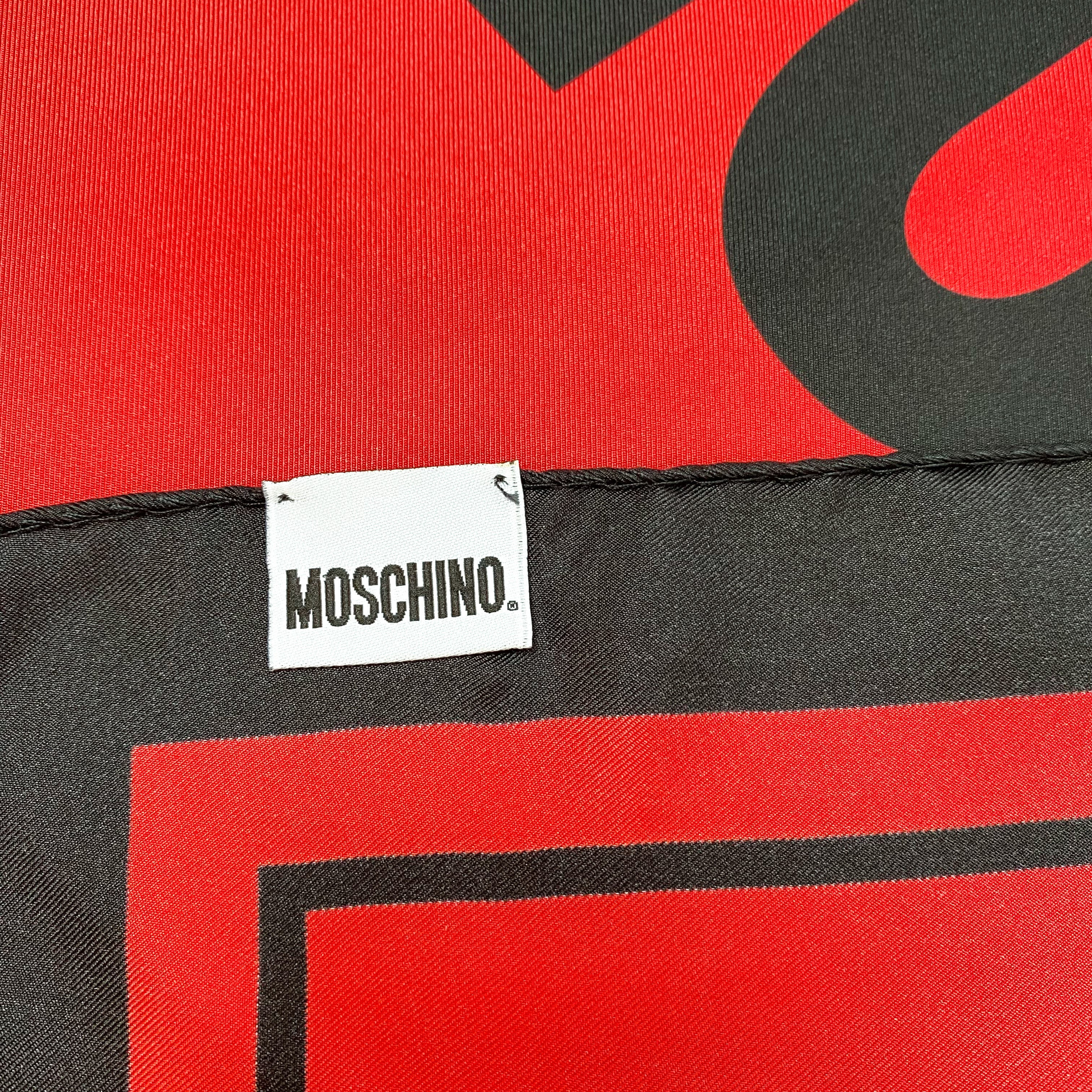 Red and Black Moschino Silk Scarf