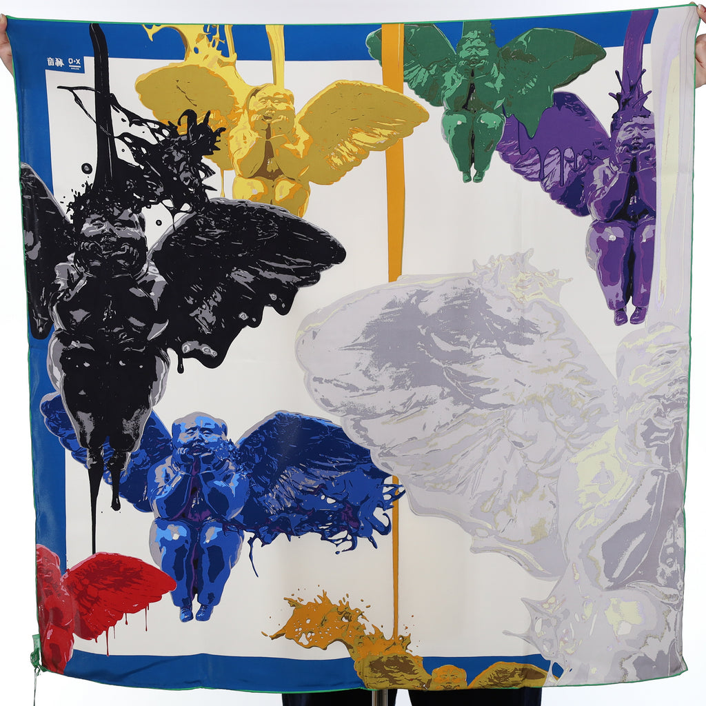 Brand New Boxed Colourful Angels Design Silk Scarf