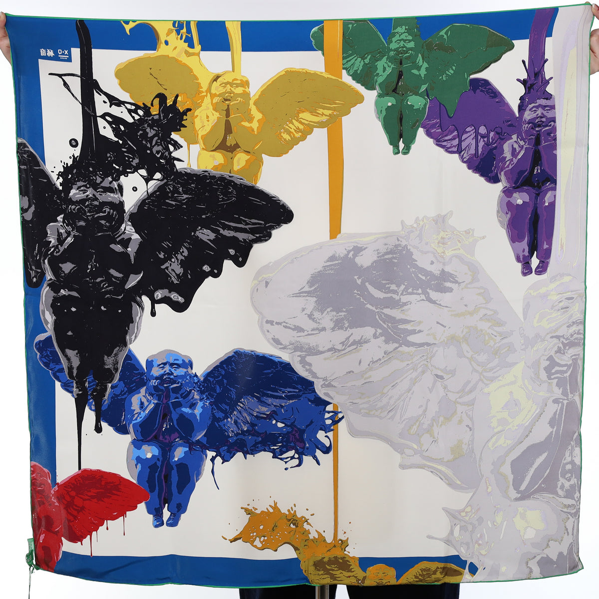 Brand New Boxed Colourful Angels Design Silk Scarf