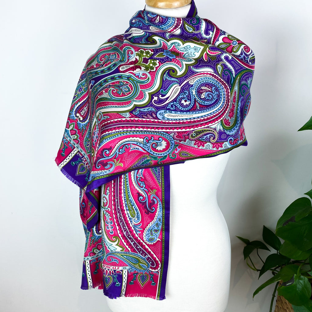 Stunning Double Layered Paisley Long Silk Scarf