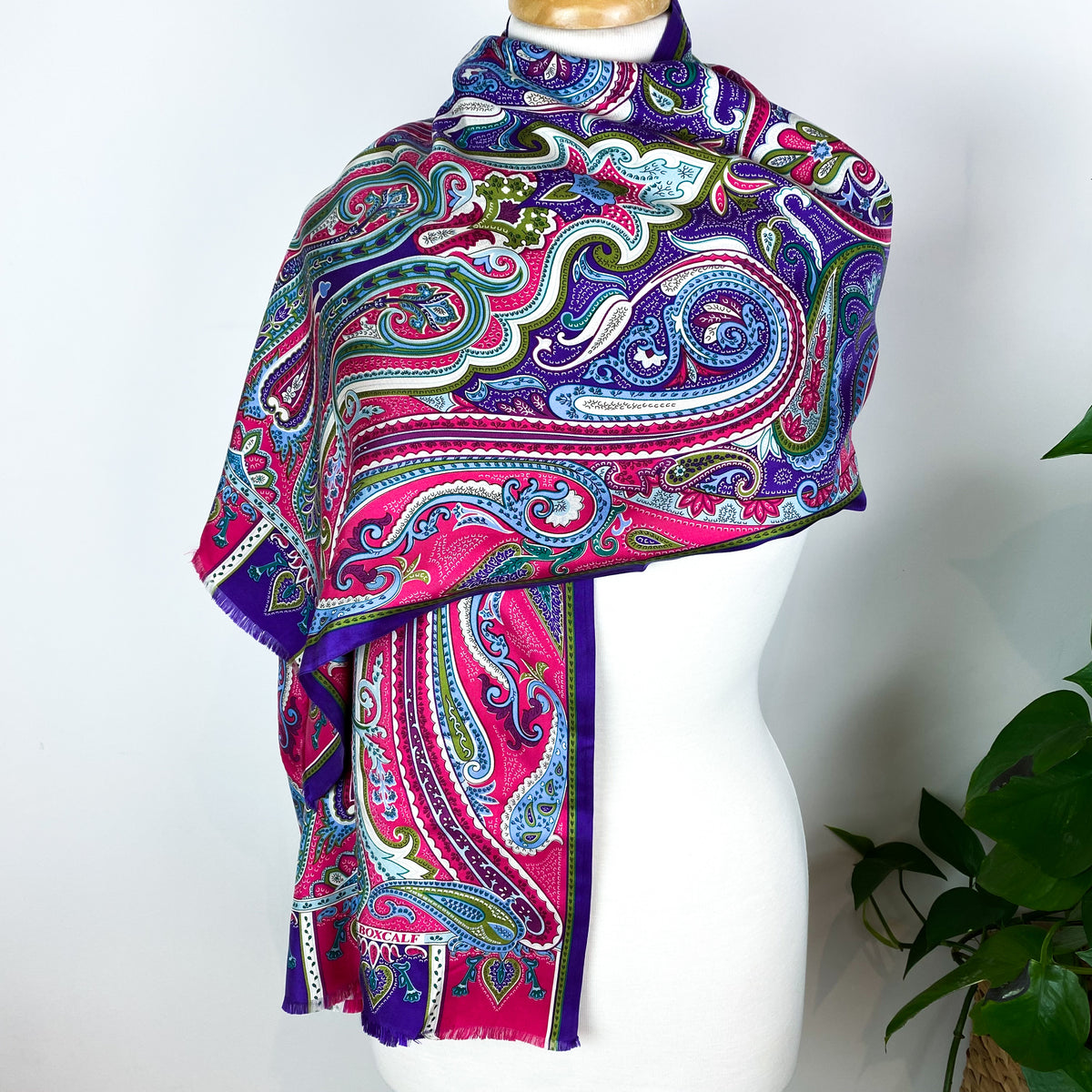 Stunning Double Layered Paisley Long Silk Scarf