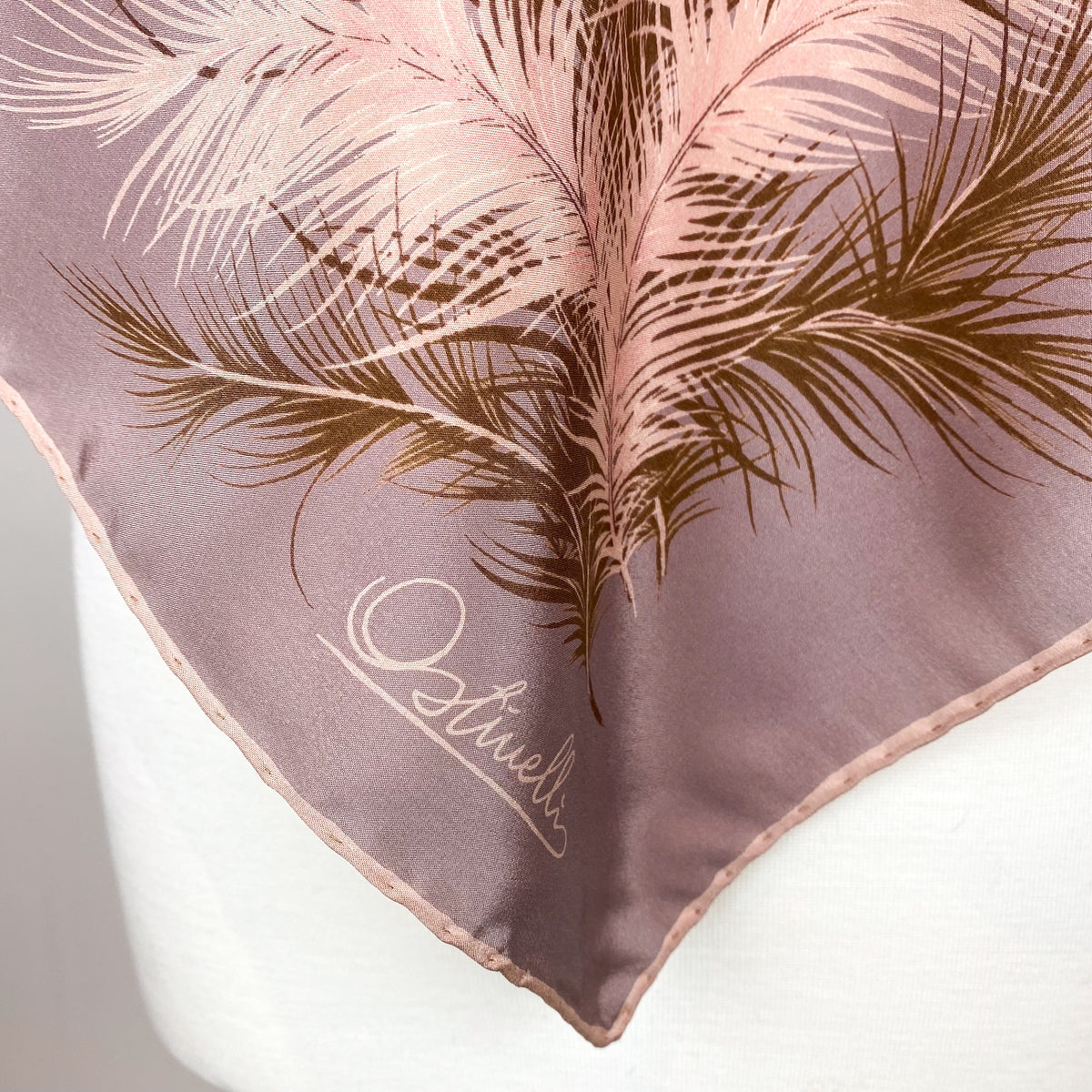 Unworn 1970s Ostinelli Floral Vintage Silk Scarf