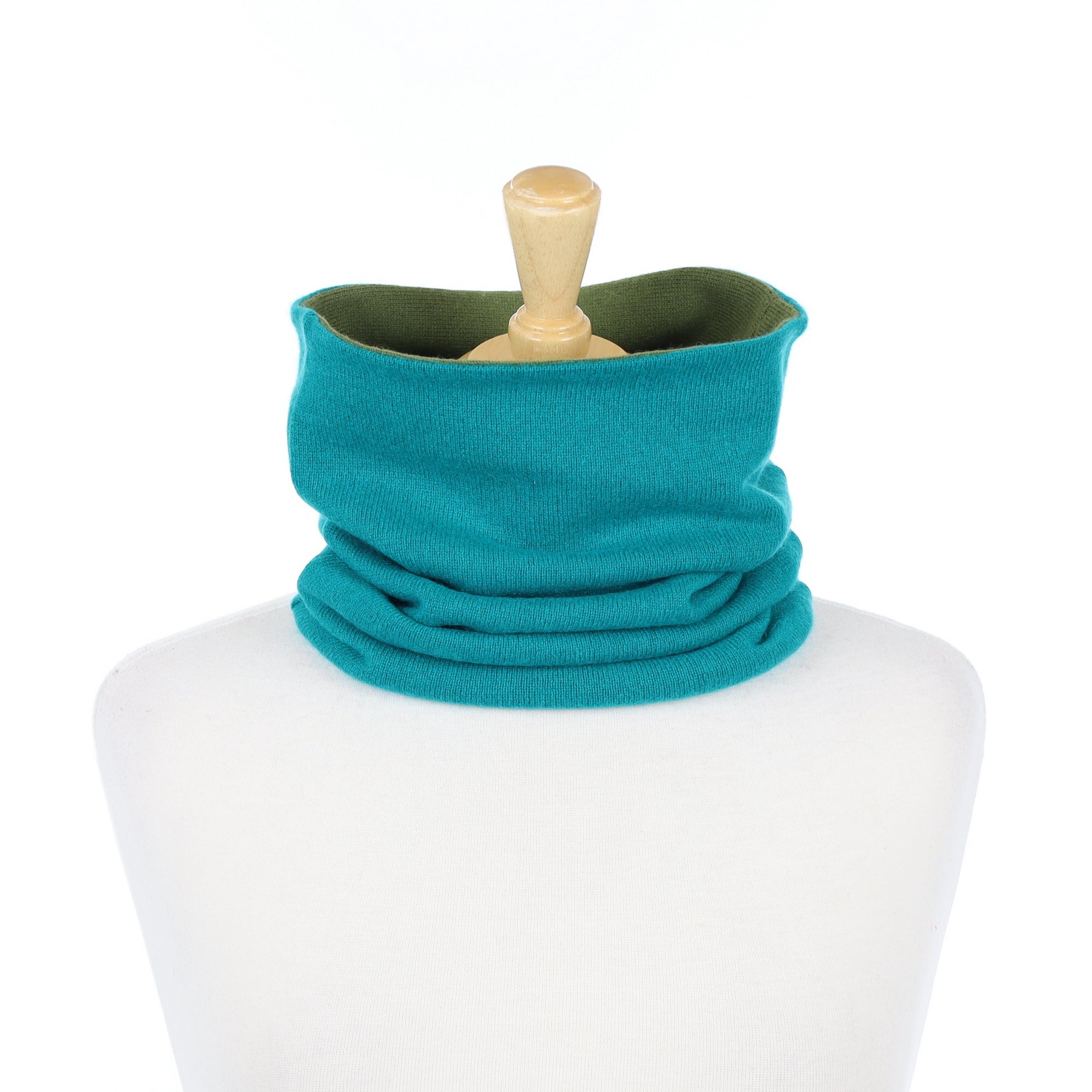 Dark Cyan and Army Green Luxury Double Layered Snood