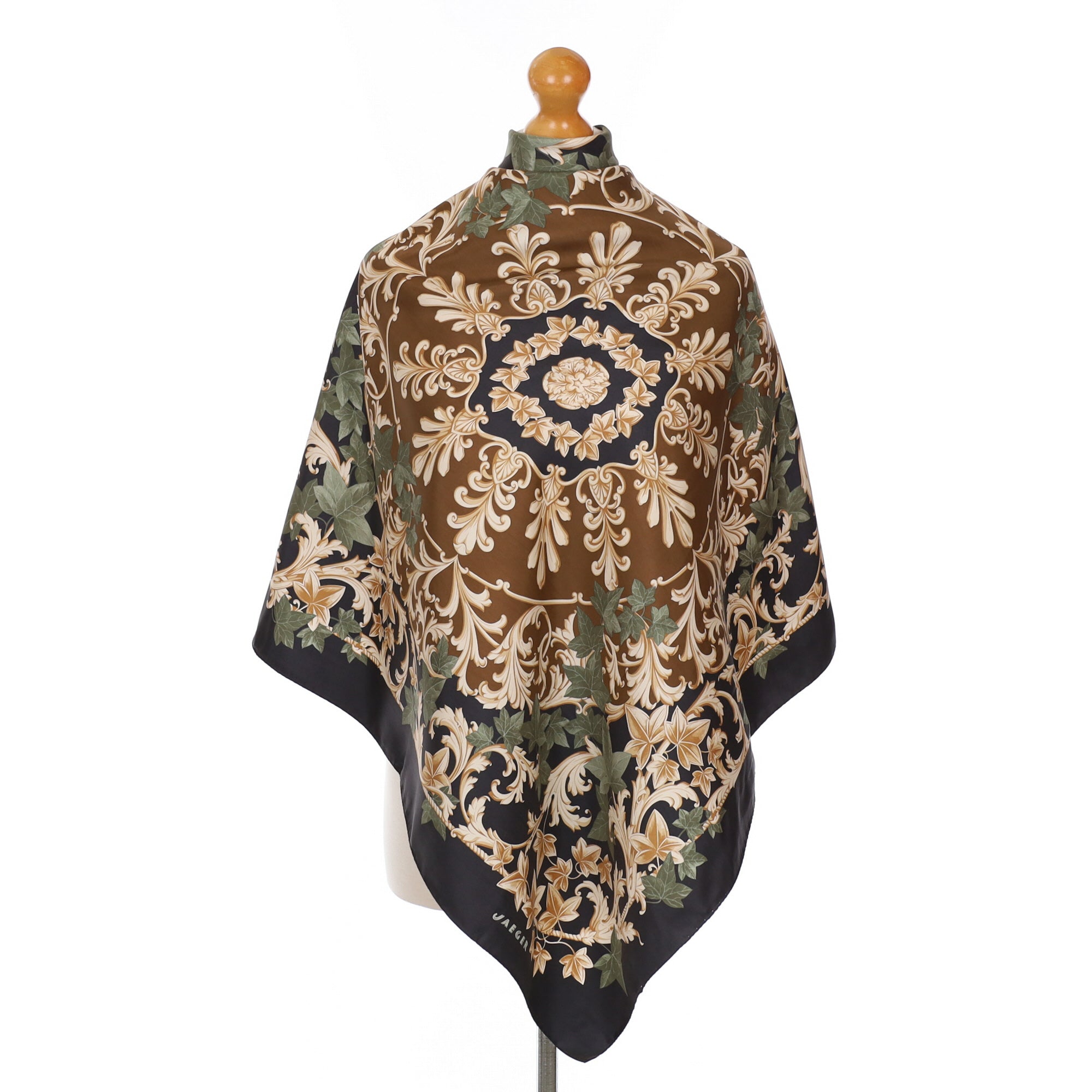 Immaculate Jaeger Black Patterned Silk Scarf