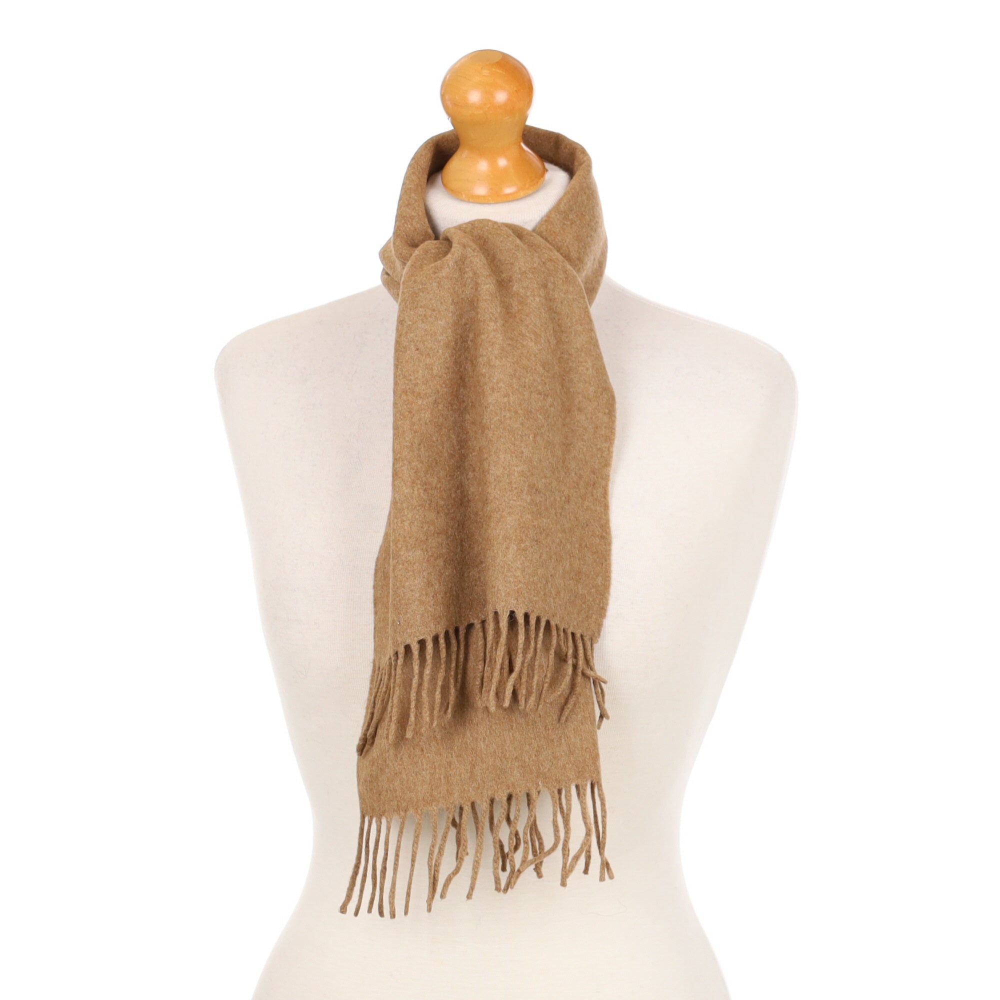 Fudge Brown Cashmere Fringed Woven Scarf