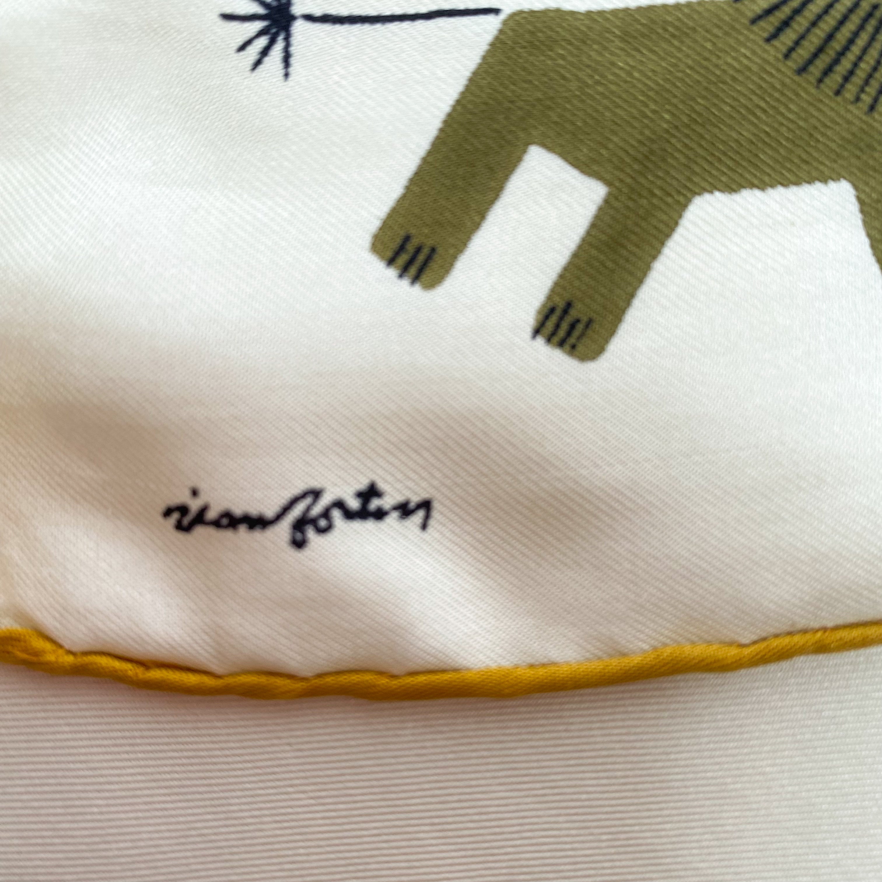 Charming French Lion Vintage Silk Scarf