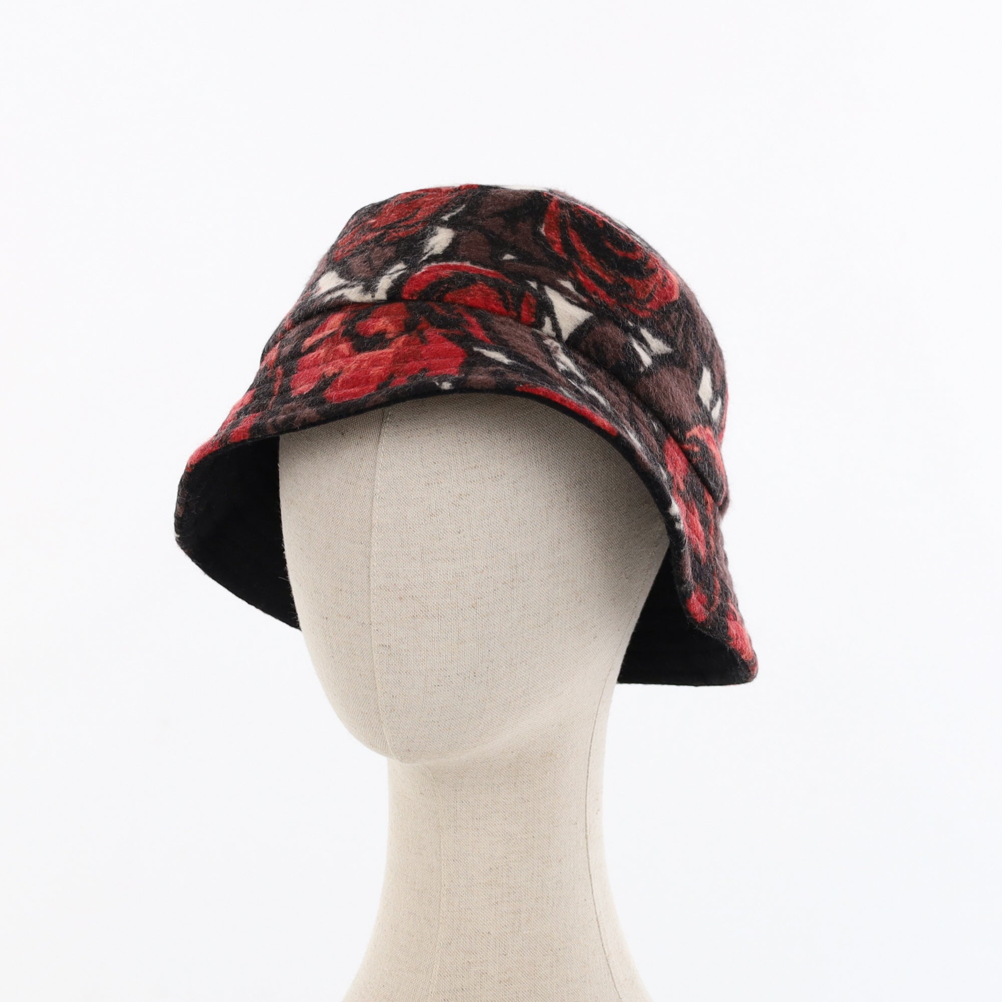 Unisex Russett & Red Floral Reversible Cashmere Bucket Hat Men’s - M Women’s - L