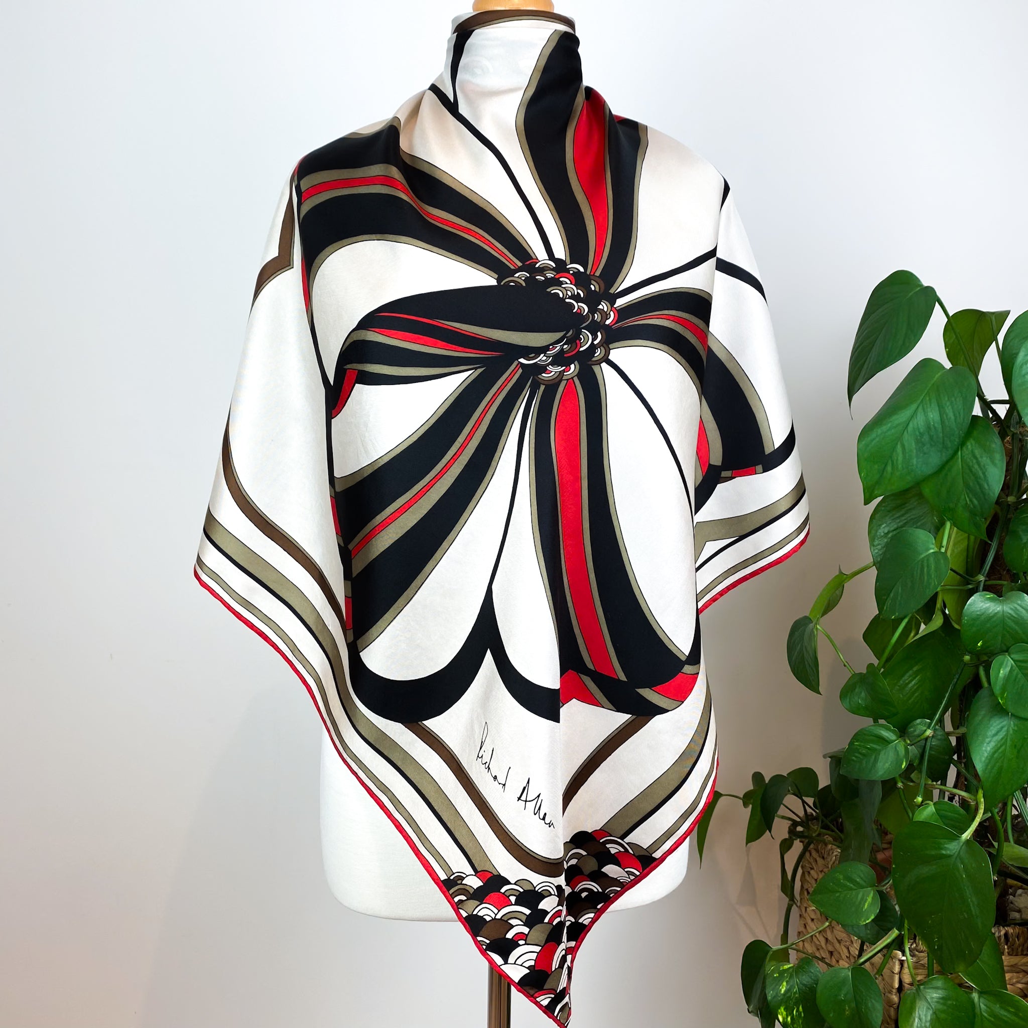 1970s Richard Allan Abstract Vintage Silk Scarf