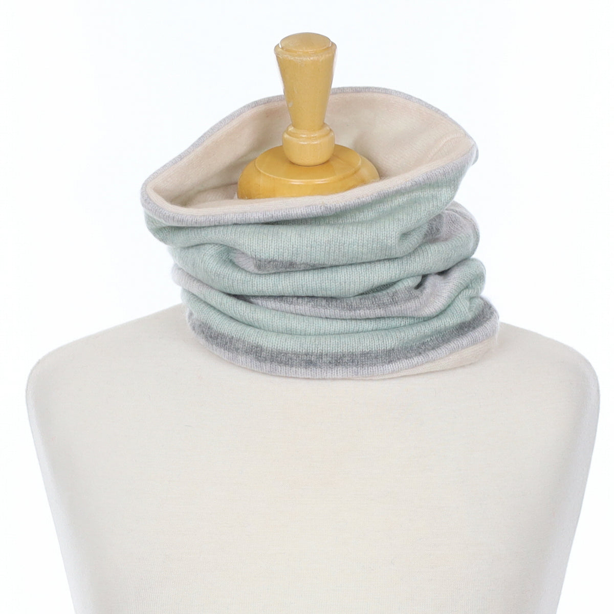Deep Mint Stripe and Oatmeal Luxury Double Layered Snood