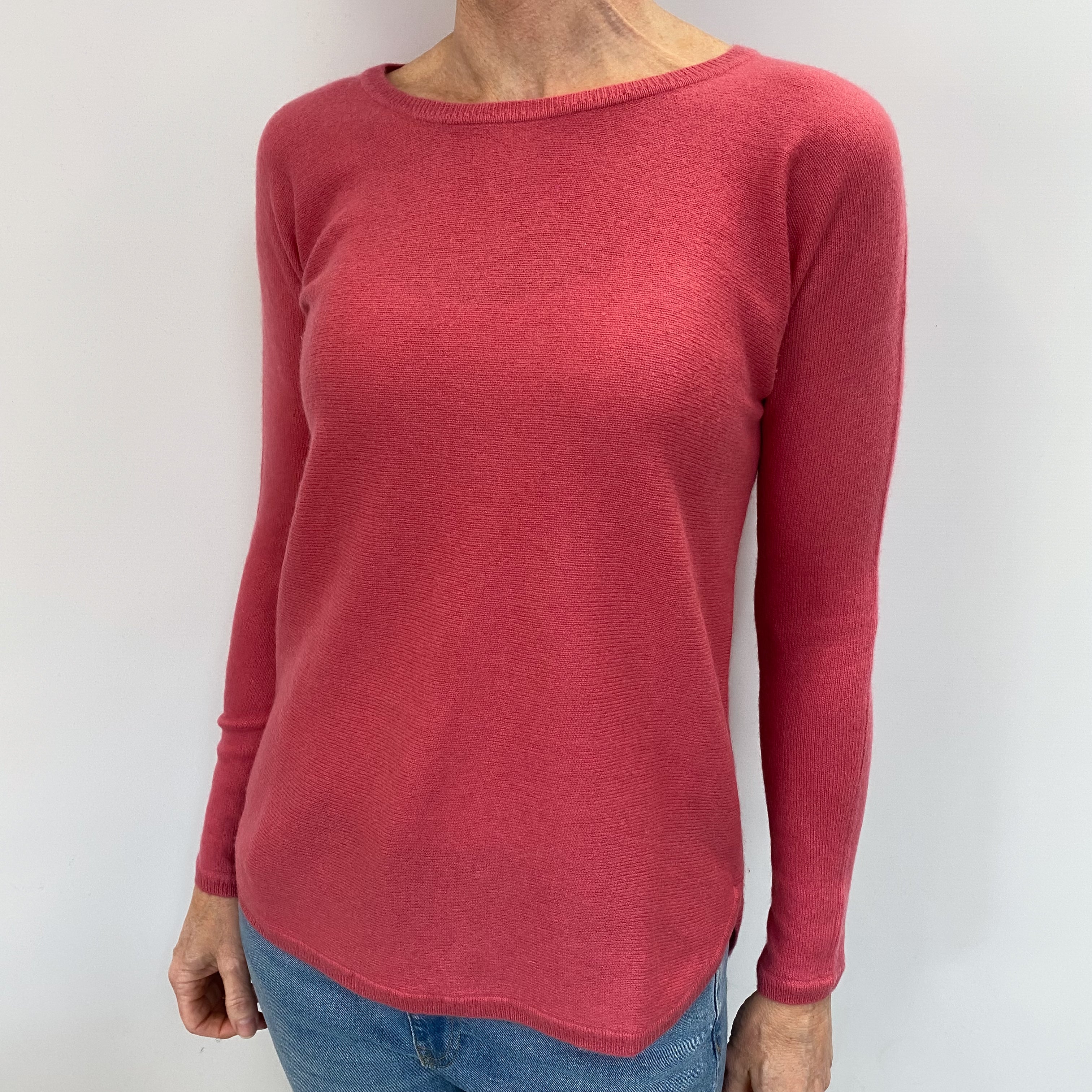 Loganberry Pink Cashmere Crew Neck Jumper Small