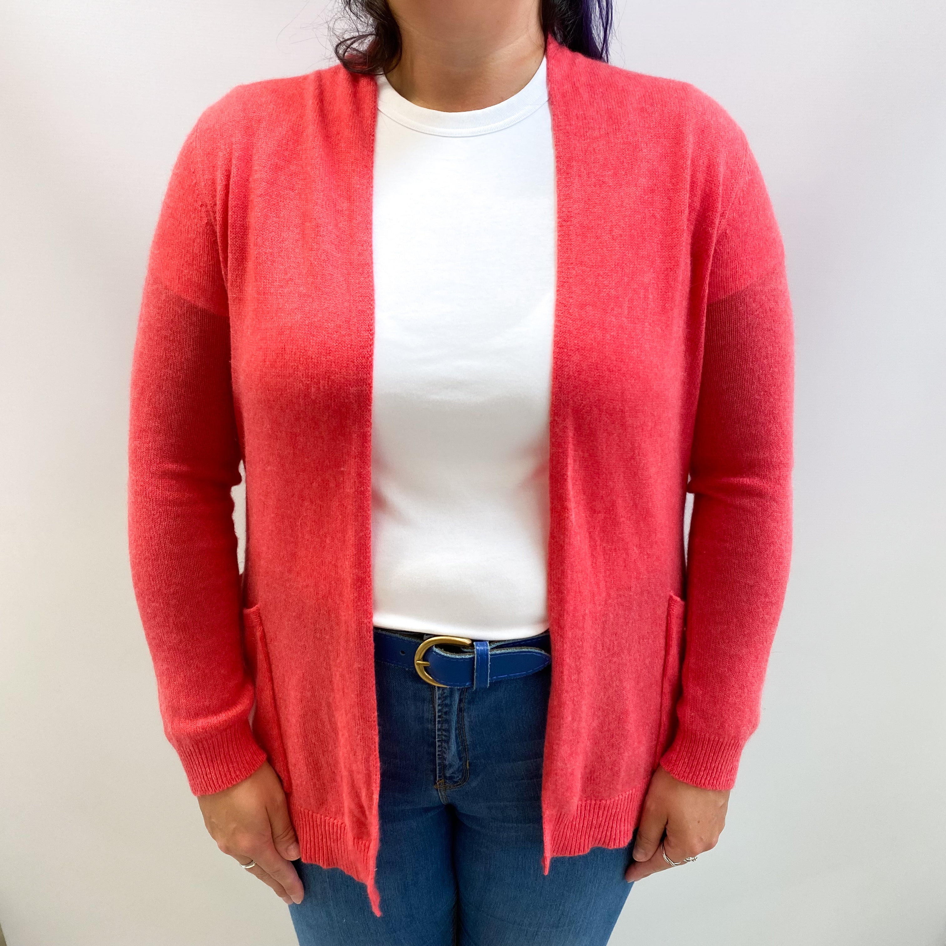 Cranberry Pink Cashmere Edge To Edge Cardigan Large