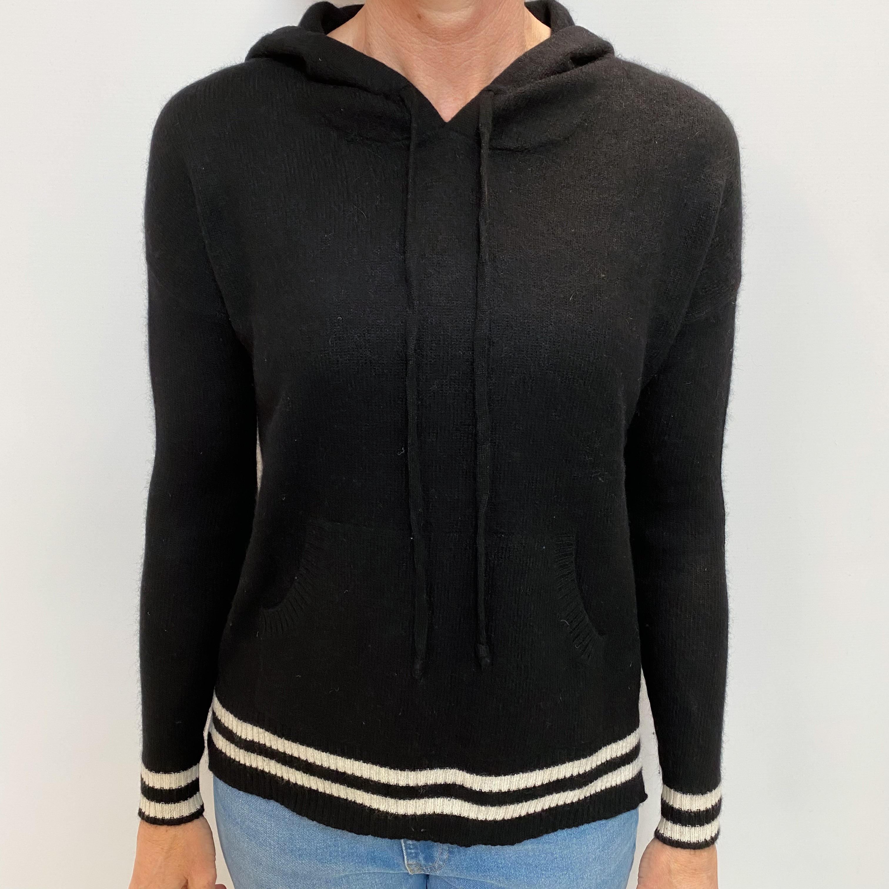 Black Cashmere Hoodie Jumper Small