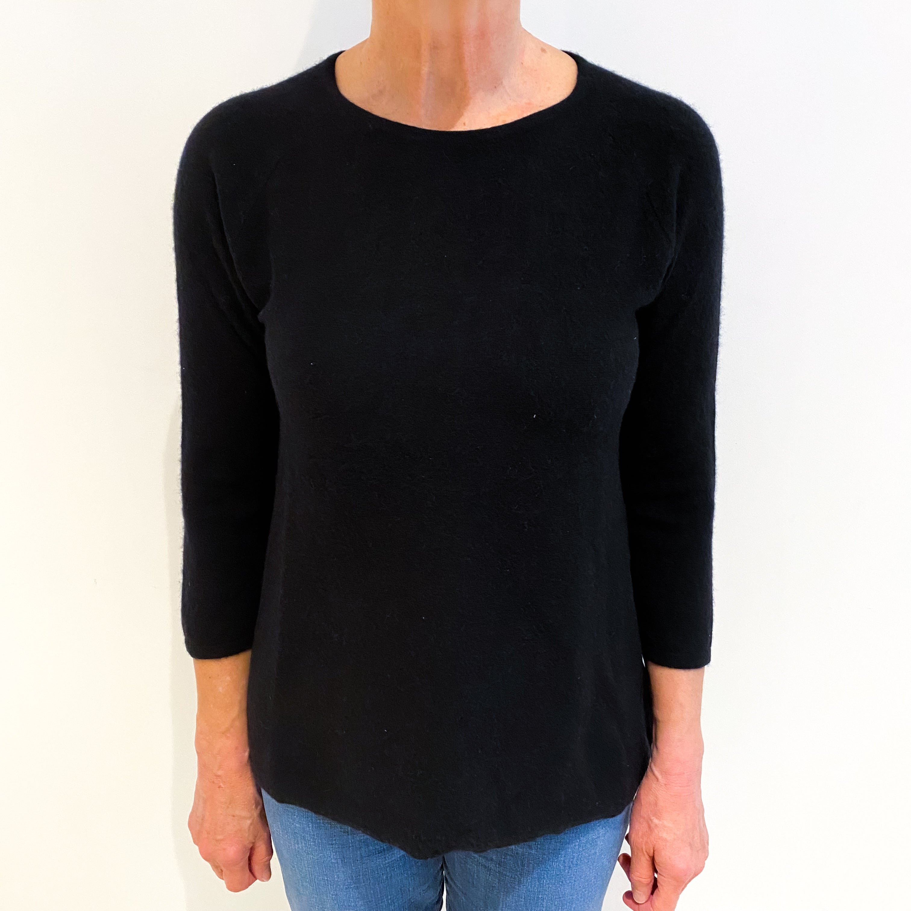 Black Cashmere Crew Neck Jumper Medium